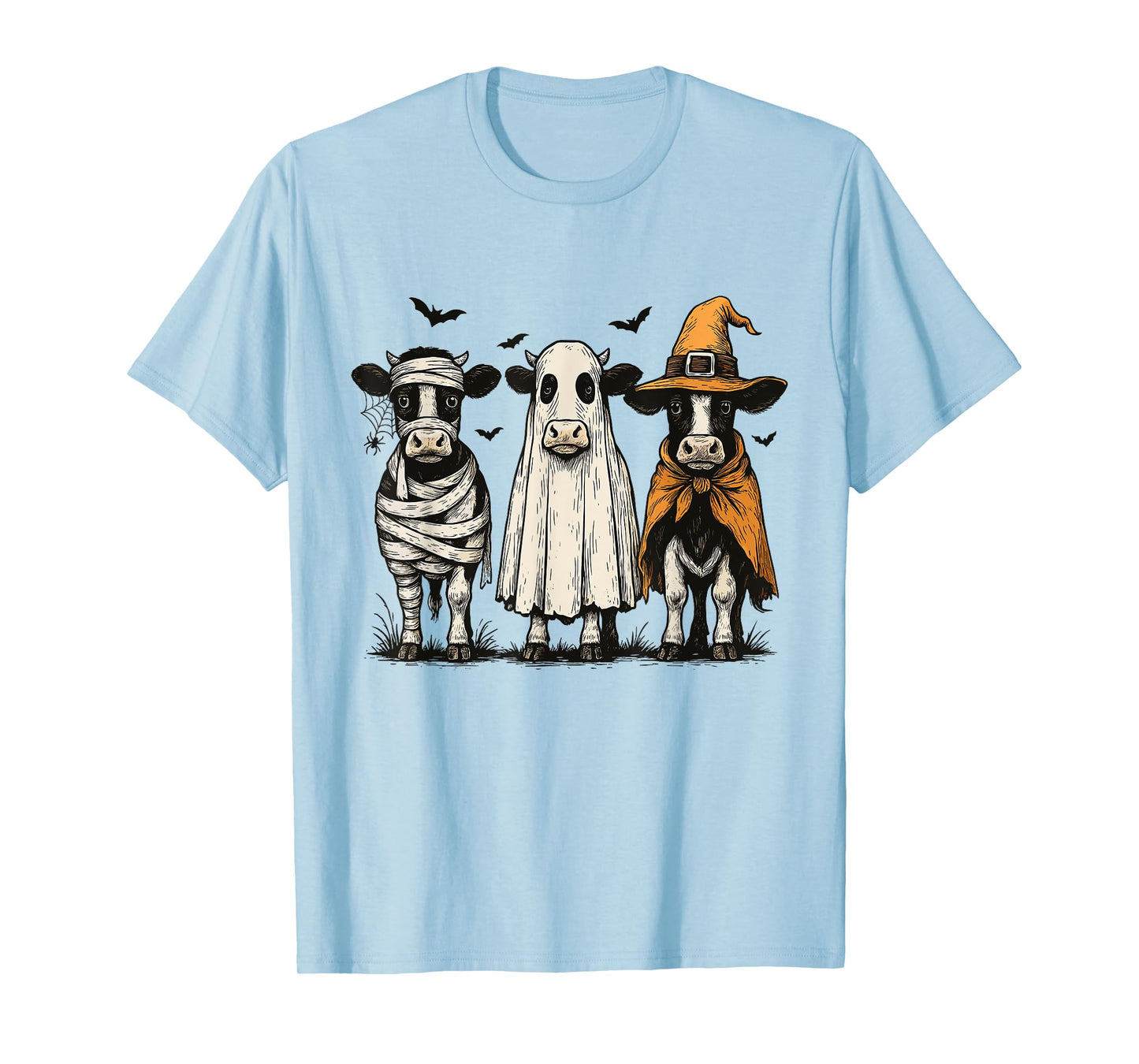 Funny Ghost Cow Halloween Cow Lover Cow Witch Spooky Season T-Shirt