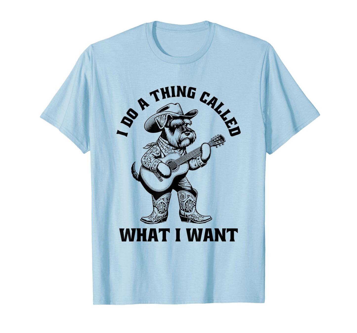 Retro Cowboy Schnauzer Guitar Funny Western Country Music T-Shirt