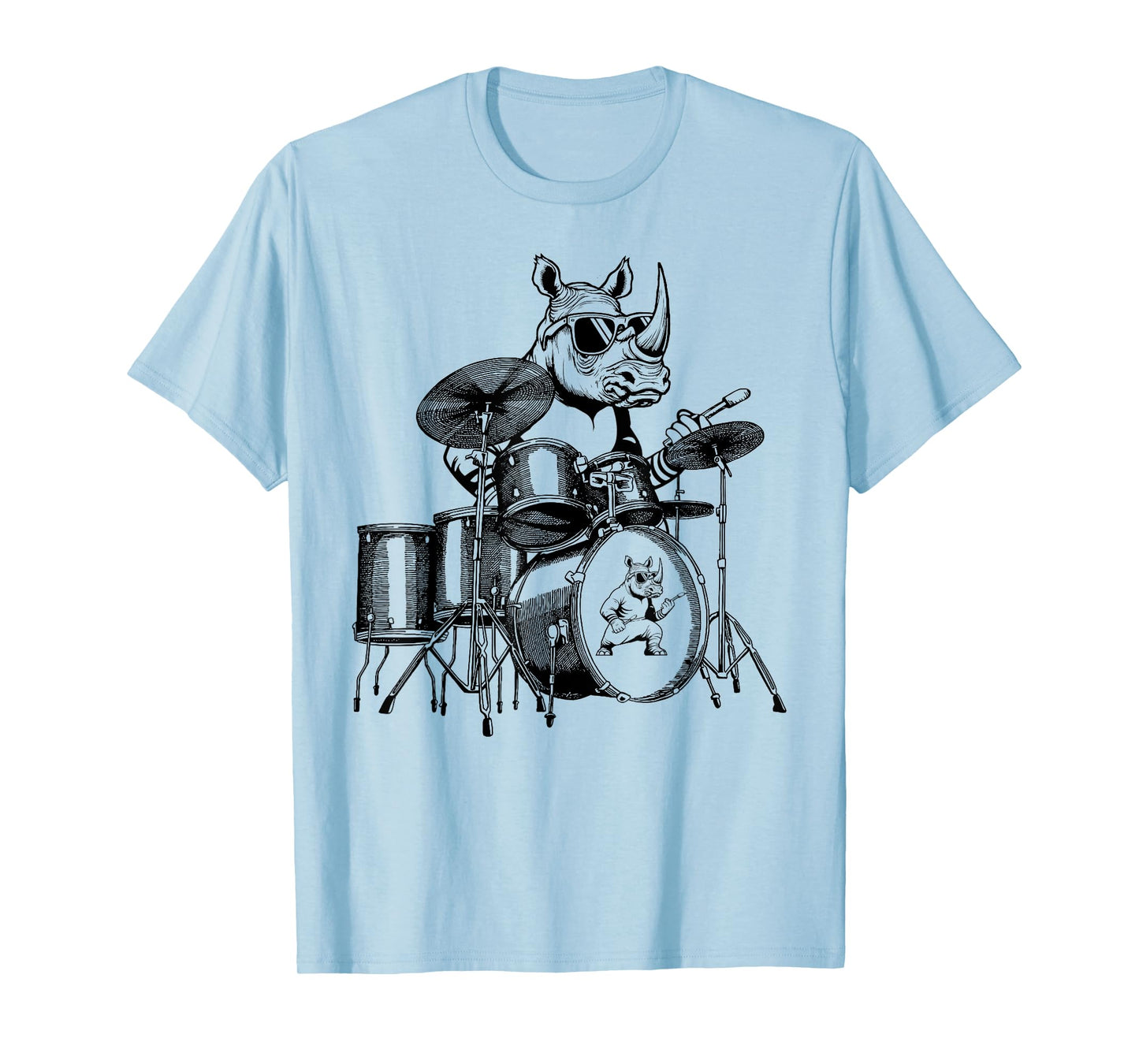 Rhino Playing Drums Drummer Drumming Musician Band T-Shirt