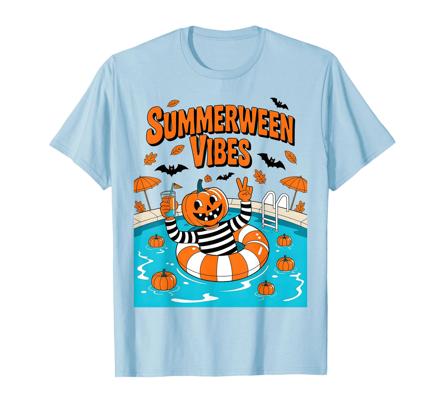 Summerween Vibes Spooky Summer Pumpkin T-Shirt
