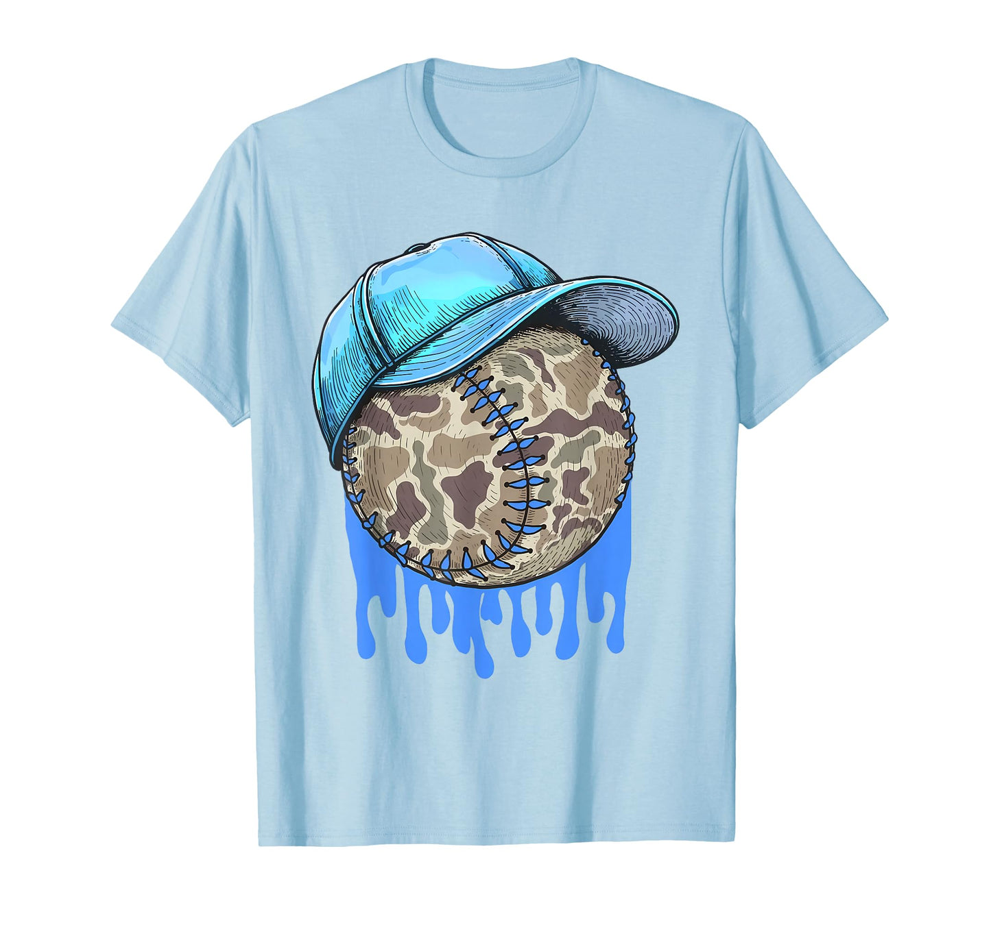 Baseball Drip for Boys Ice Cream Dripping Boys Baseball Camo T-Shirt
