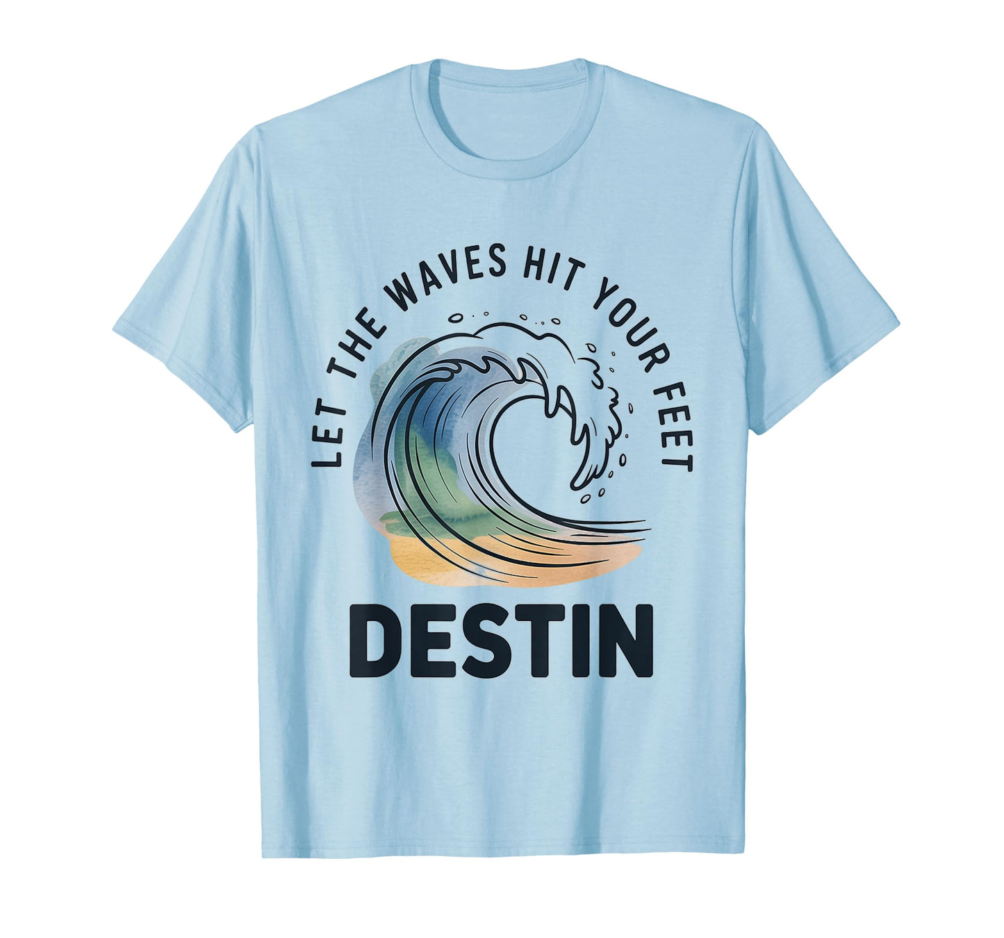 Watercolor Cresting Wave Coastal Vibe Destin Florida T-Shirt