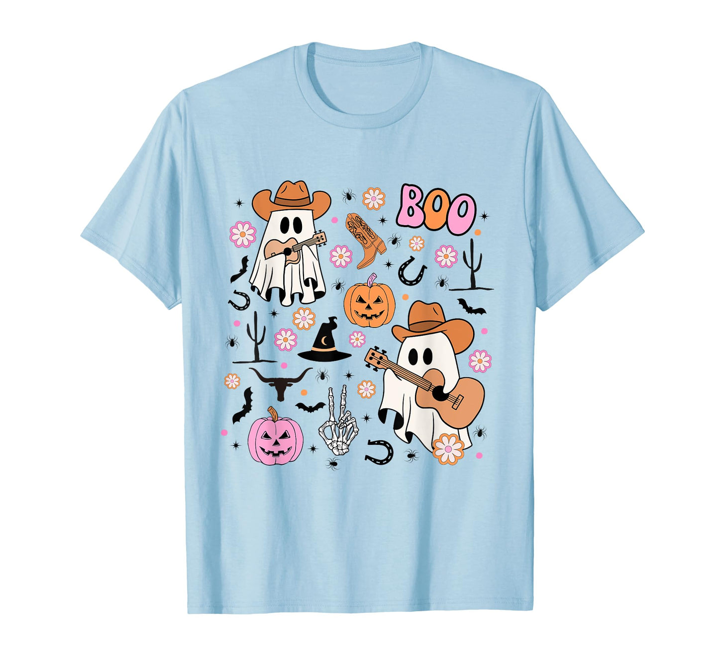 Spooky Ghost Cowboy Cute Halloween Boo Western Retro Pastel T-Shirt