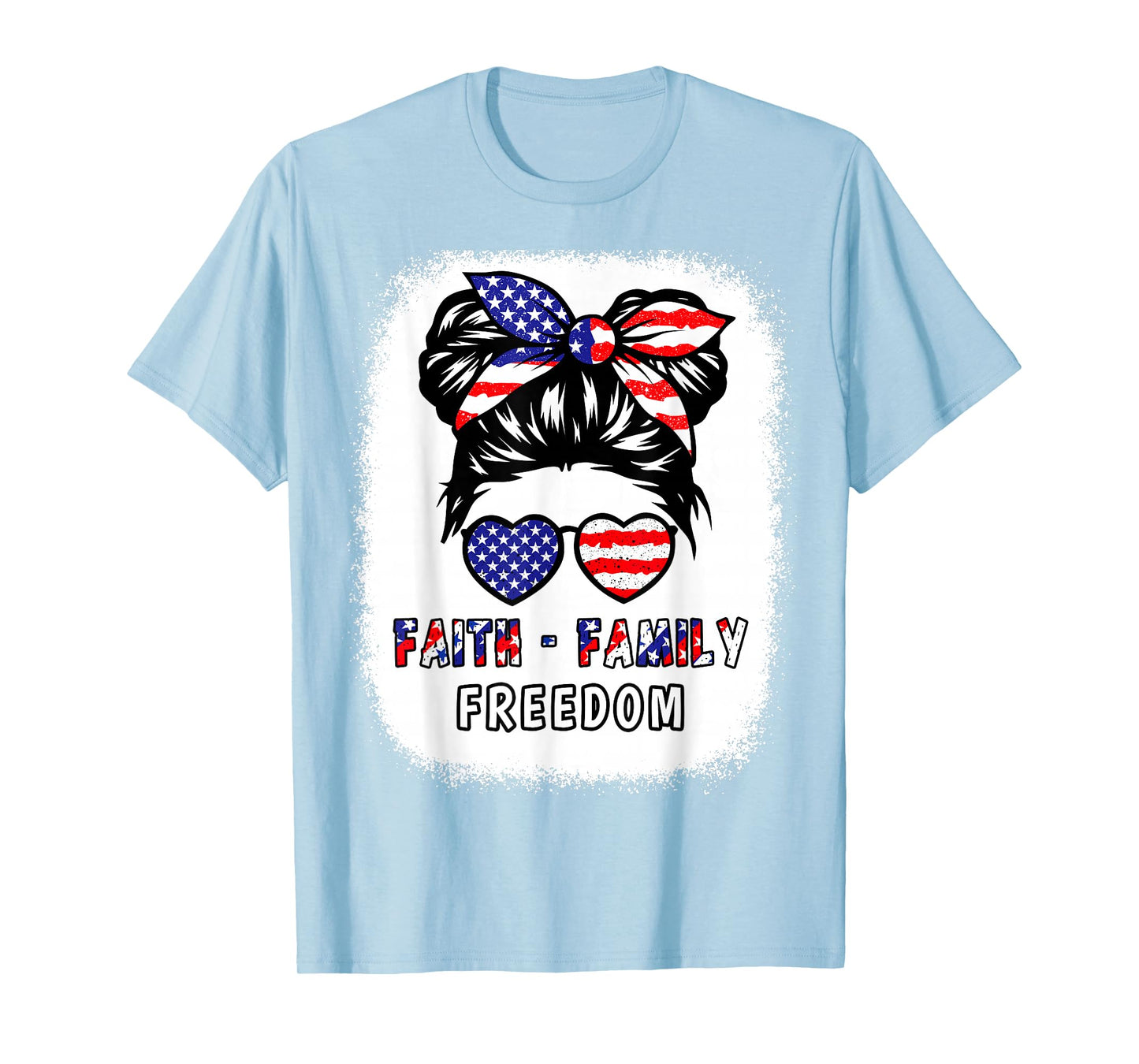 Faith Family Freedom Patriotic Christian Girls American Flag T-Shirt
