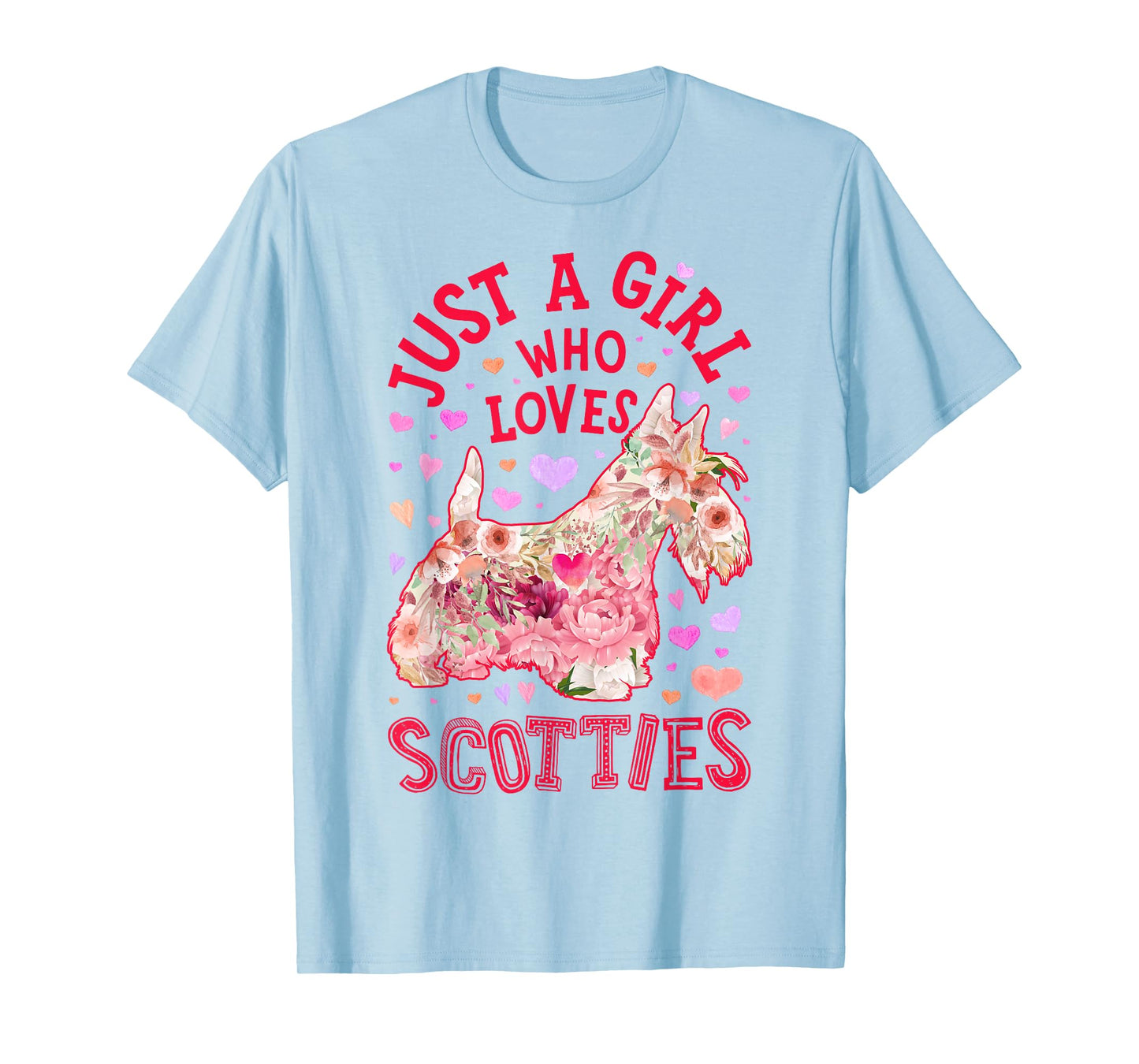 Scottie Scottish Terrier Just A Girl Who Loves Dog Flower T-Shirt