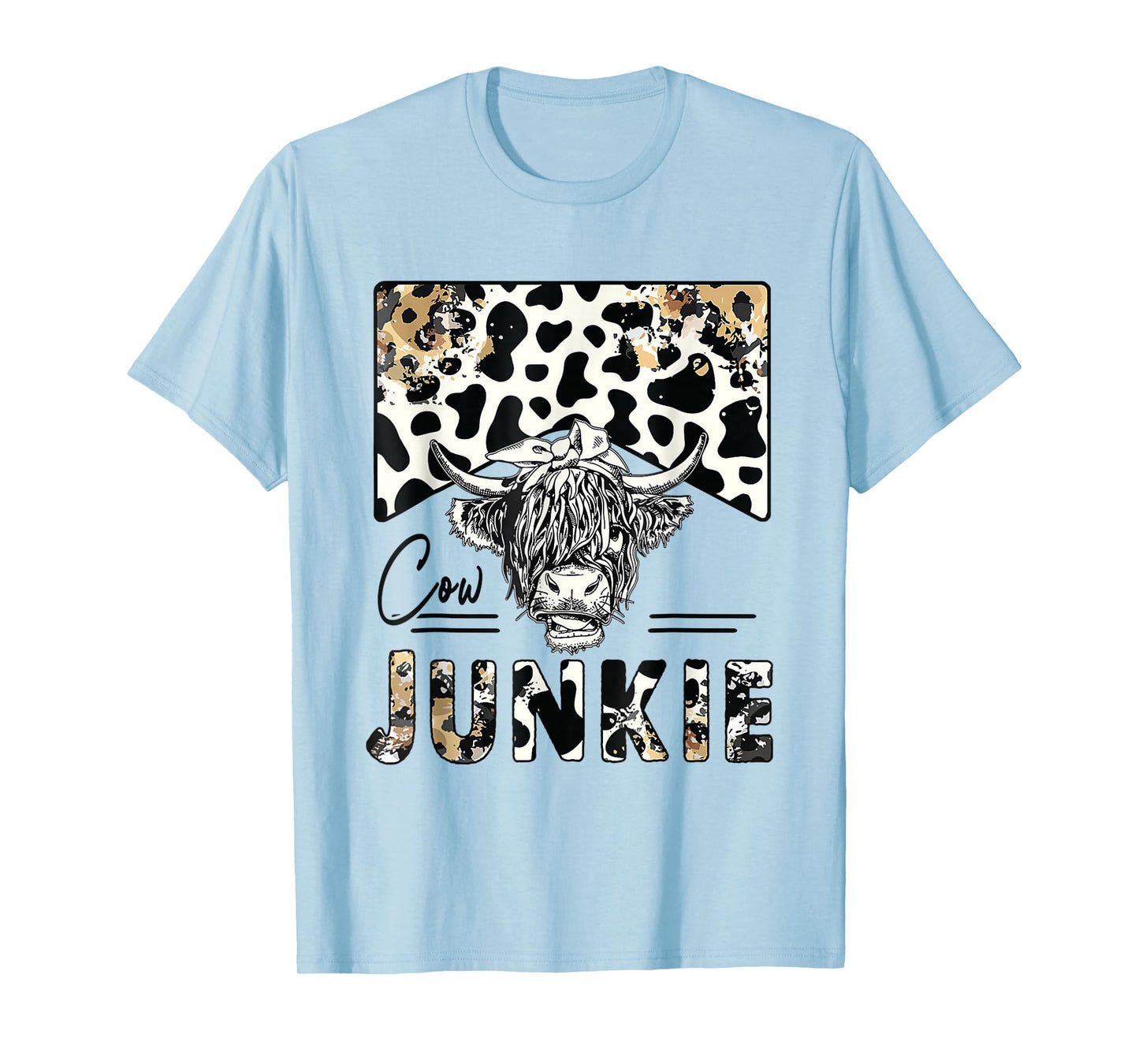 Leopard Highland Cow Bandana Cow Junkie Western Country Gift T-Shirt