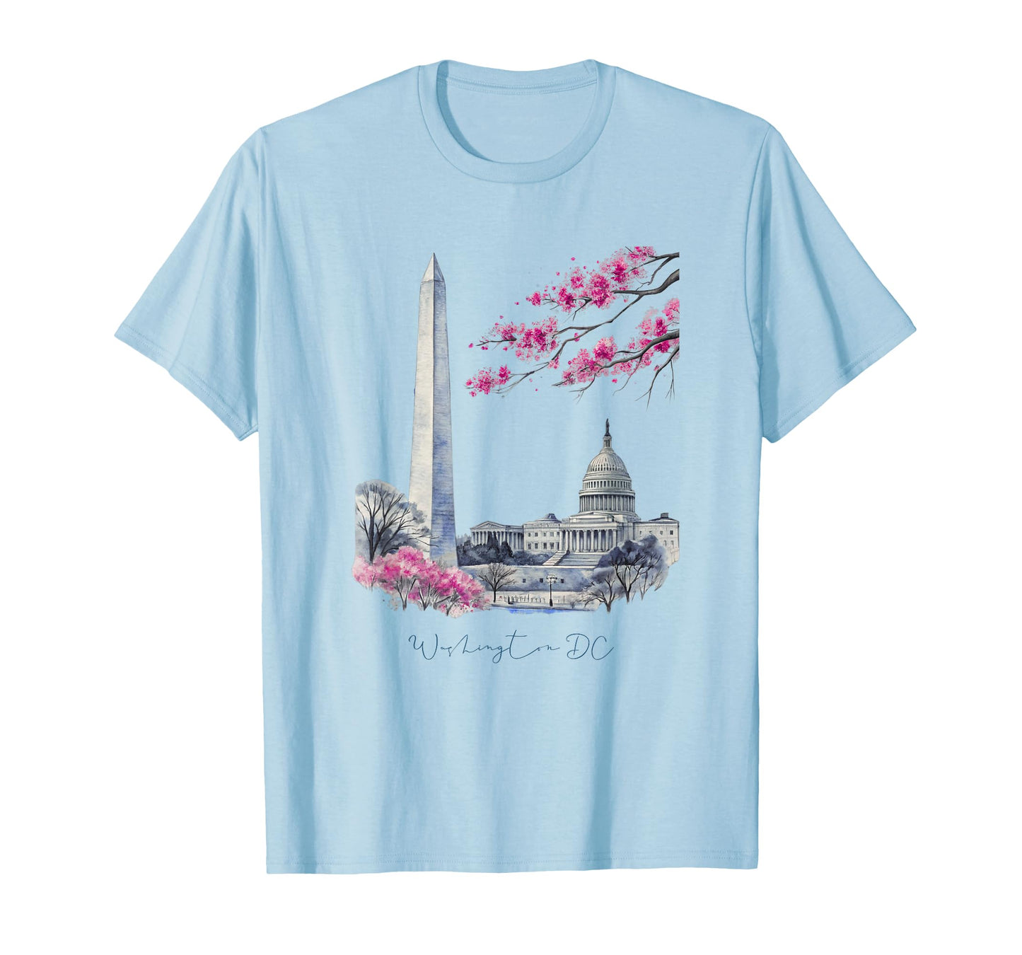 Washington DC Landmarks Cherry Blossoms Art T-Shirt