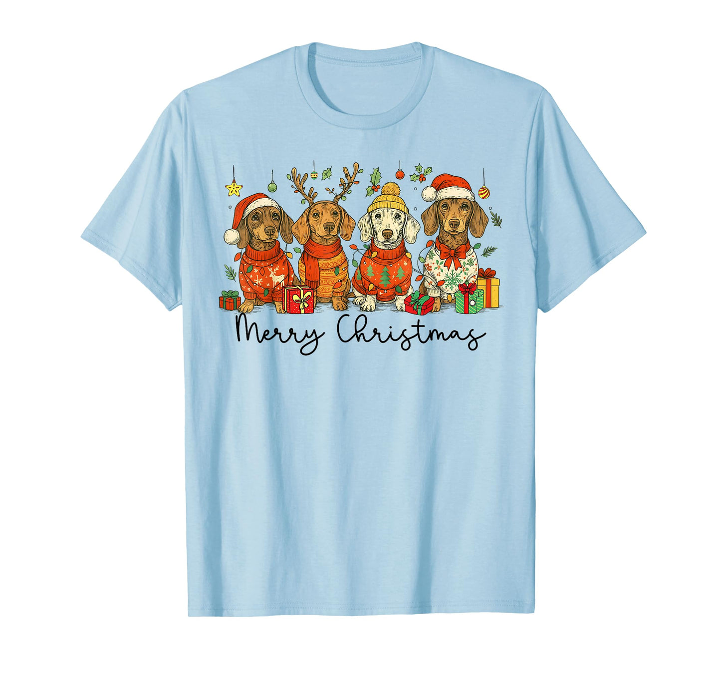 Merry Christmas Funny Dachshund Weenie Dog Lover Cute T-Shirt