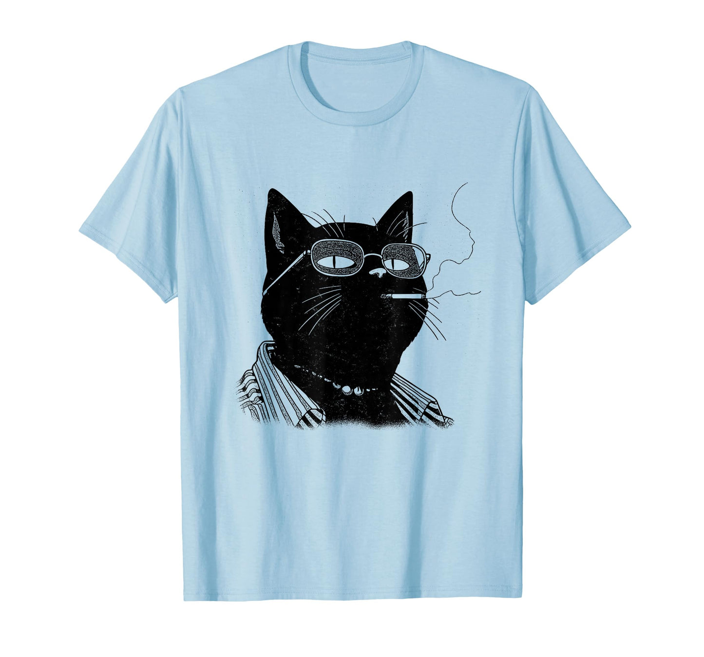 Funny Japanese Smoking Black Lucky Cat Manga Minimalist T-Shirt