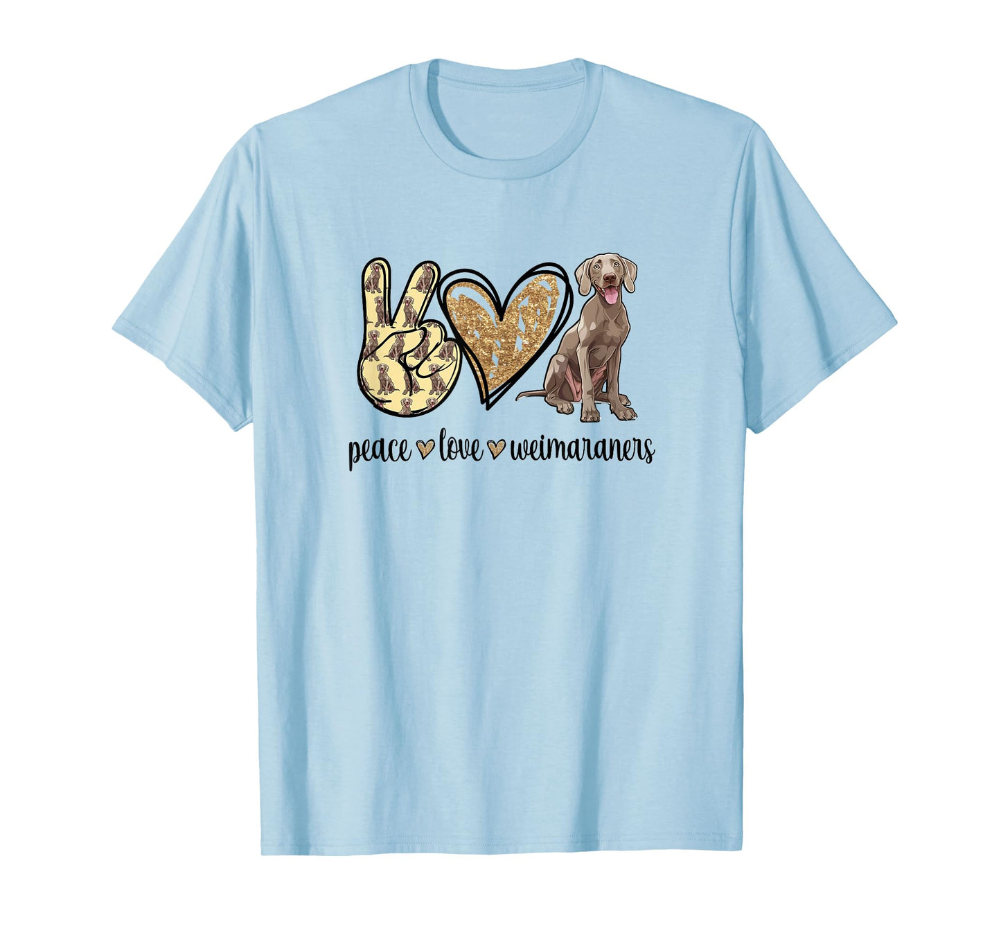 Womens Girls Owners Cute Peace Love Weimaraner Lover T-Shirt