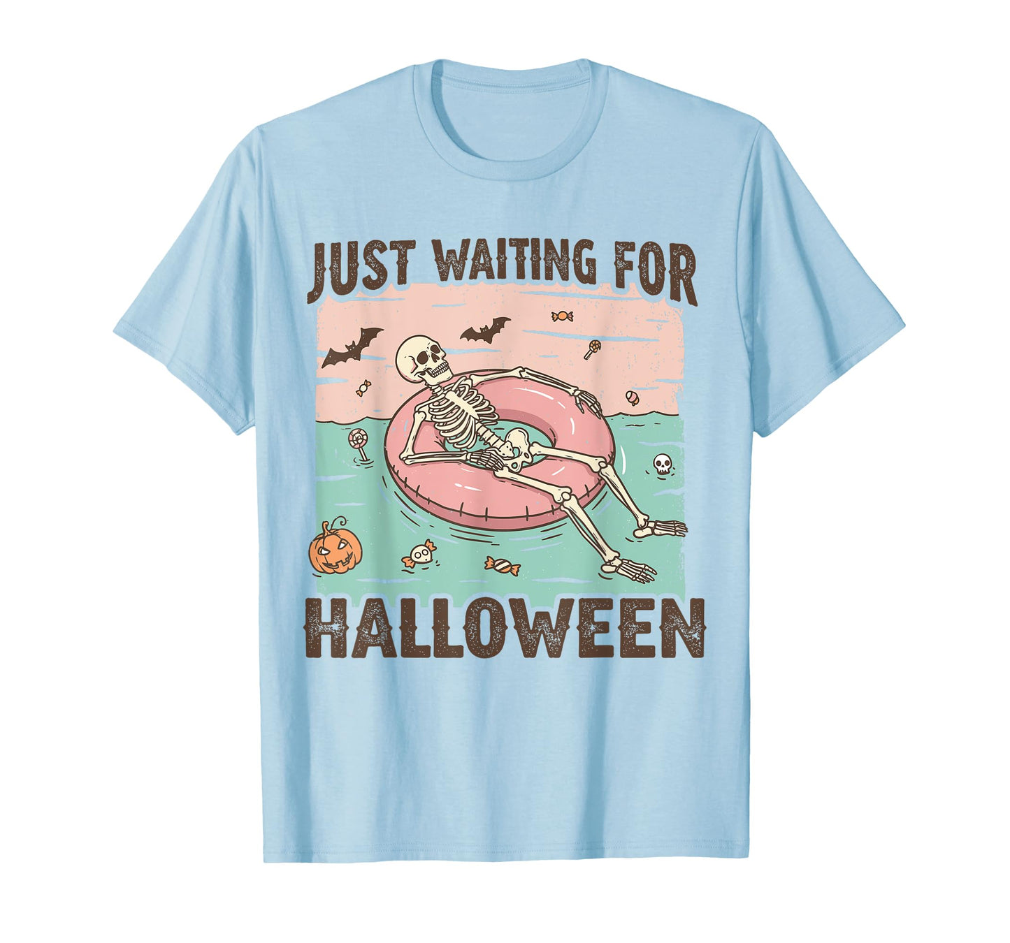 Spooky Summer Skeleton Just Waiting For Halloween T-Shirt