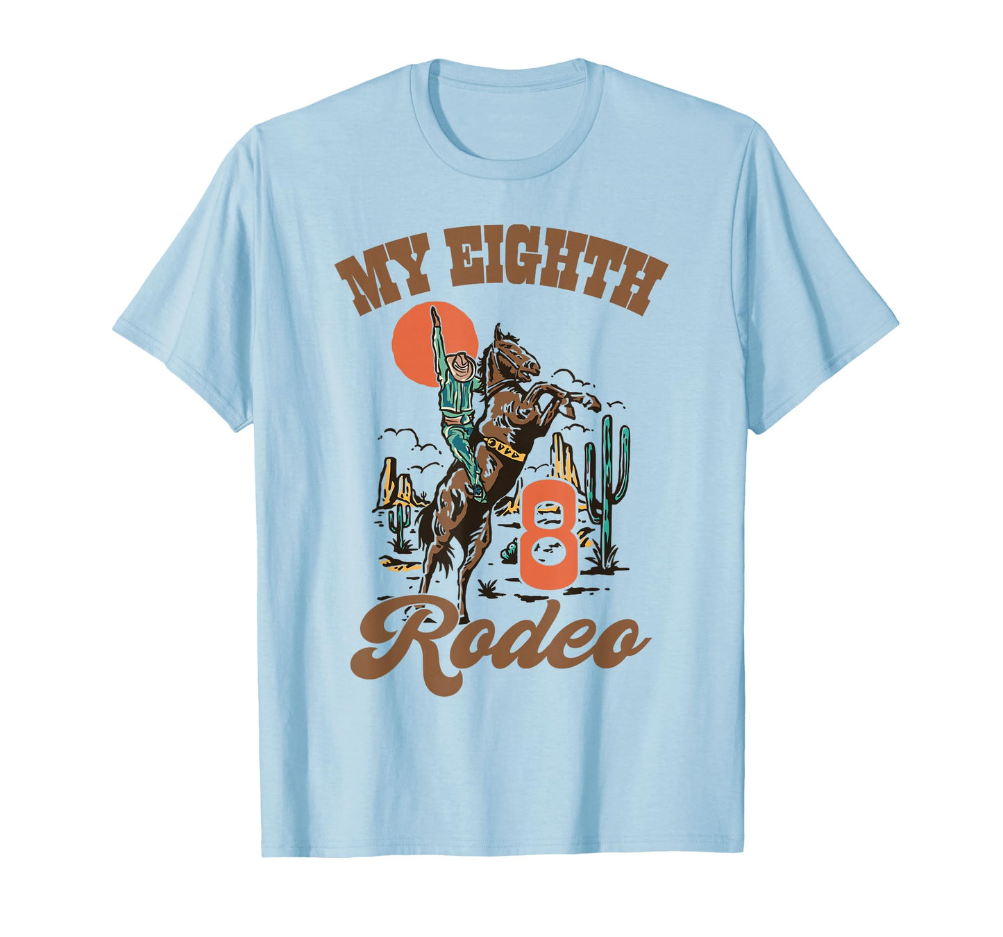 My Eight Rodeo Retro Western 8th Birthday Country Cowboy T-Shirt