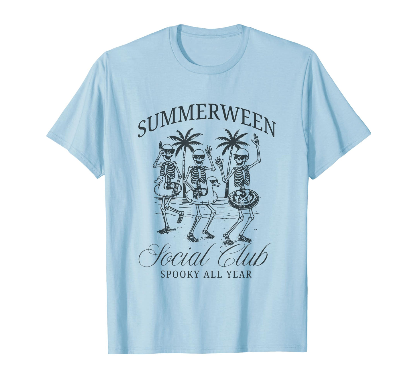 Summerween Social Club Spooky All Year Skeleton Halloween T-Shirt