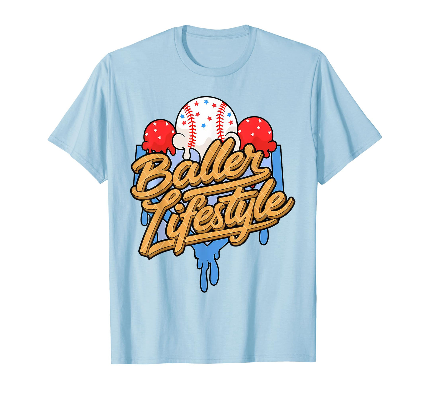 Baller Lifestyle Home Plate Ice Cream Drip Men Boys Kids T-Shirt
