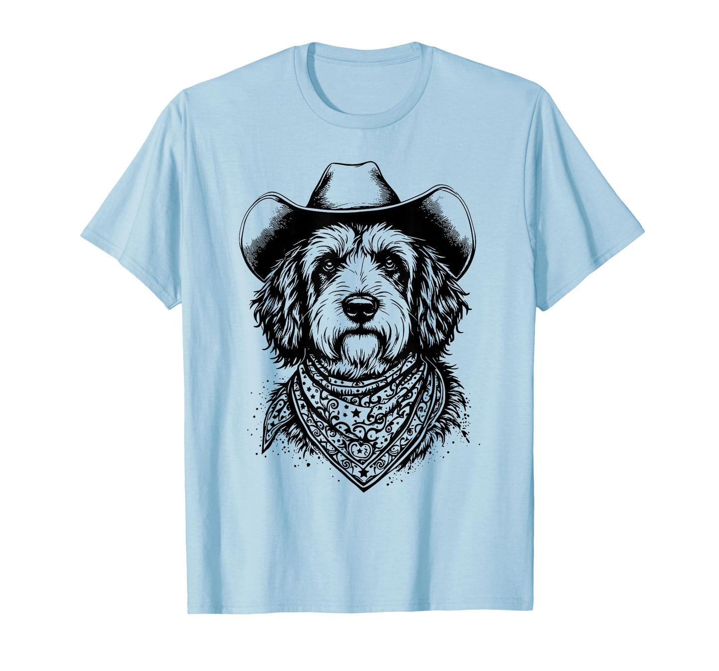 Retro Old English Sheepdog Cowboy Hat and Bandana Western T-Shirt