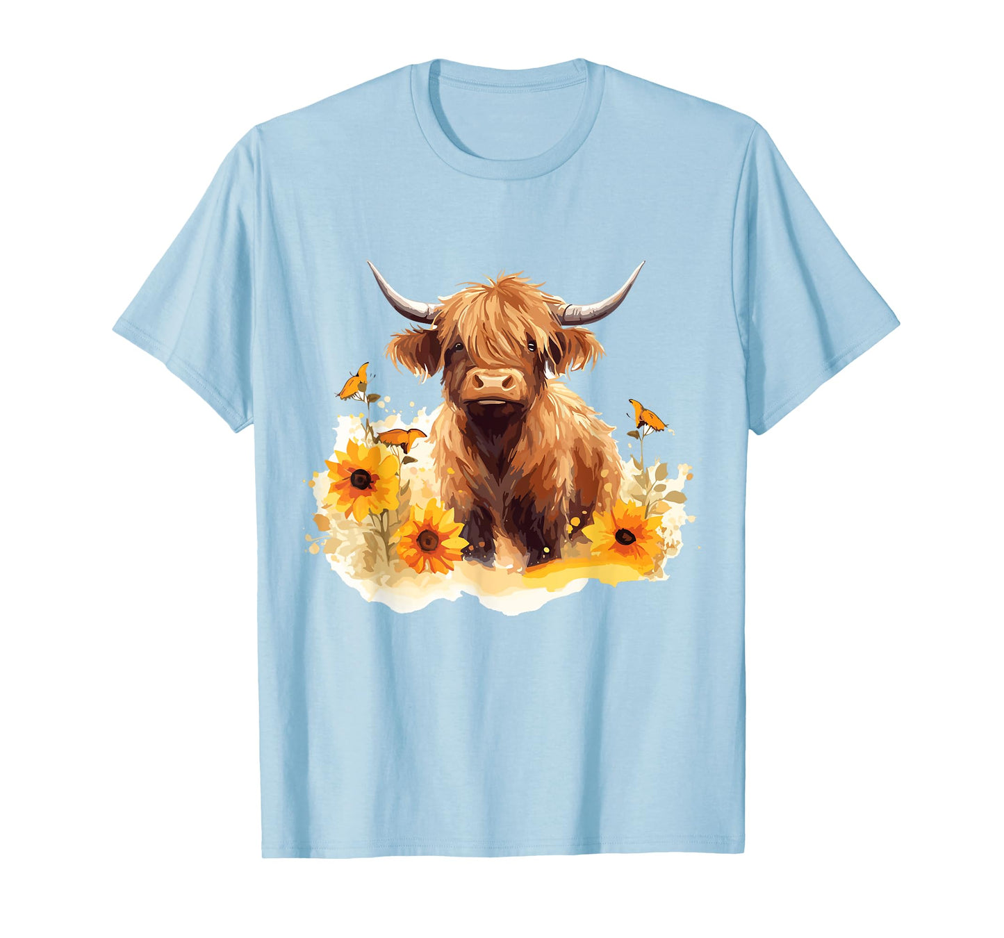 Scottish Highland Cow Sunflowers Heifer Country Farmer Girl T-Shirt