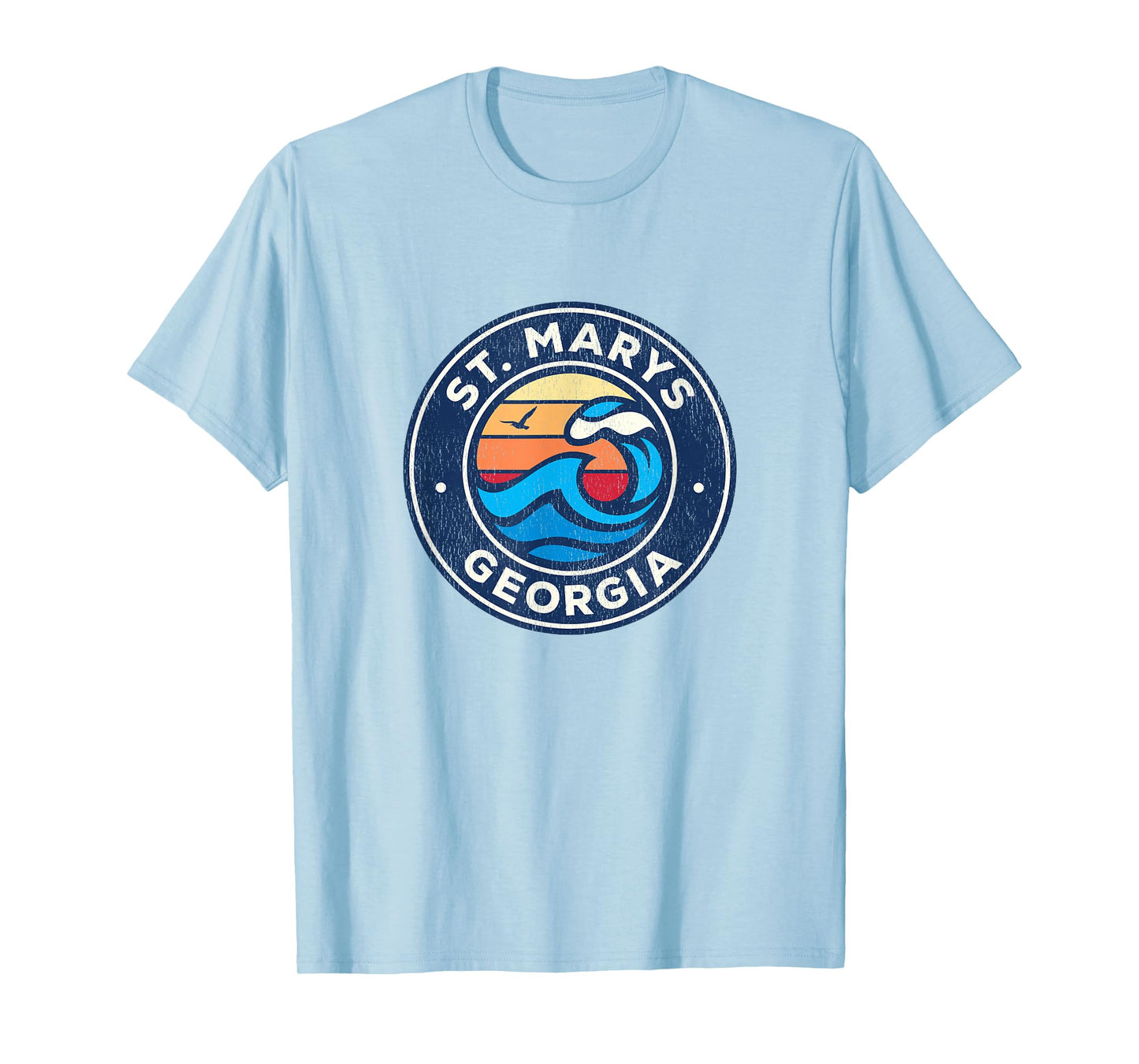 St. Marys Georgia GA Vintage Nautical Waves Design T-Shirt
