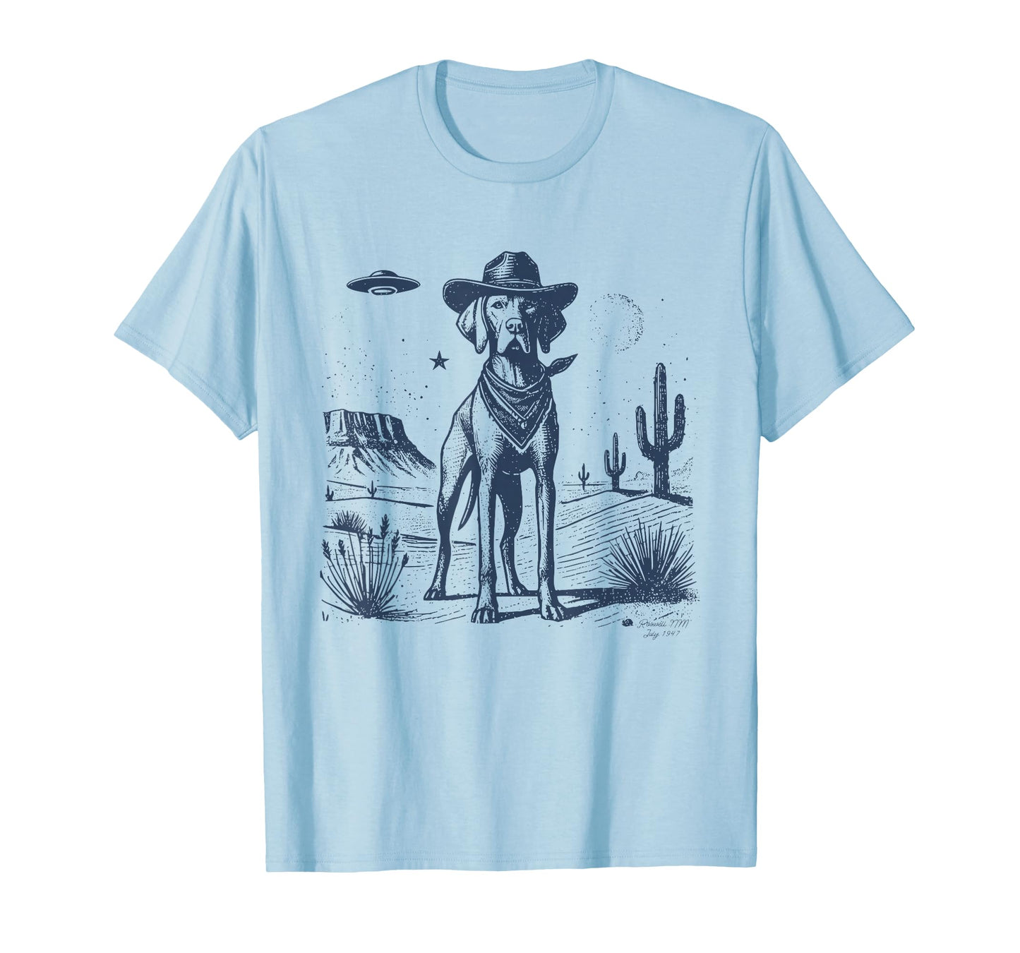 Vizsla Vintage Cowboy Hat Funny Dog Mom Retro Pet Dad T-Shirt
