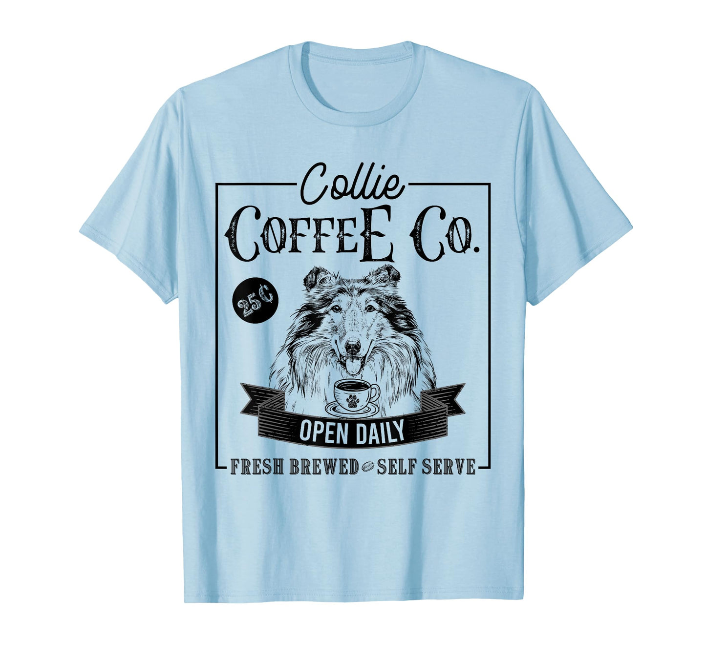 Retro Rough Collie Coffee Funny Dog Mom Coffee Lover T-Shirt