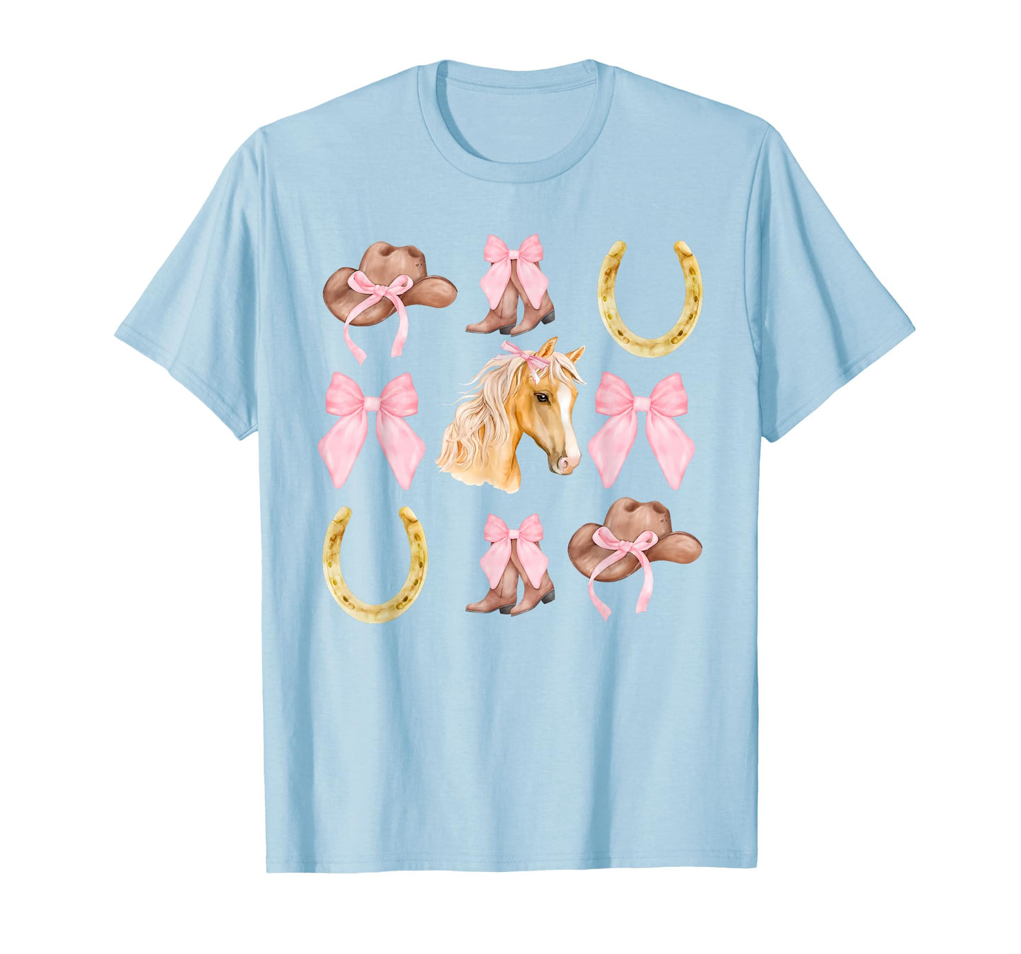 Western Girl Country Rodeo Pink Cowgirl Horse Coquette Bow T-Shirt