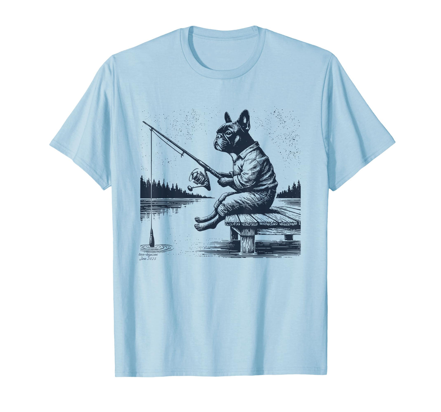 French Bulldog Frenchie Fishing Funny Fish Dog Mom Pet Dad T-Shirt