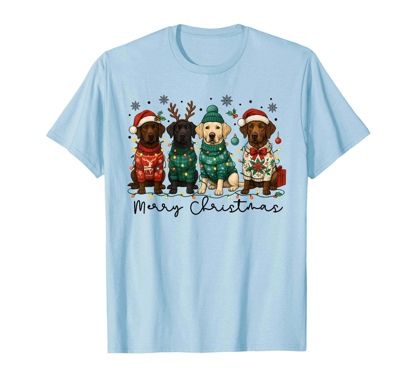 Merry Christmas Labrador Dog Retro Xmas Puppy Men Women Kids T-Shirt