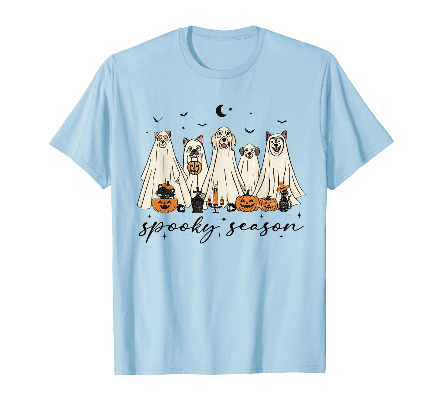 Spooky Season Cute Ghost Dog Pumpkin Halloween T-Shirt