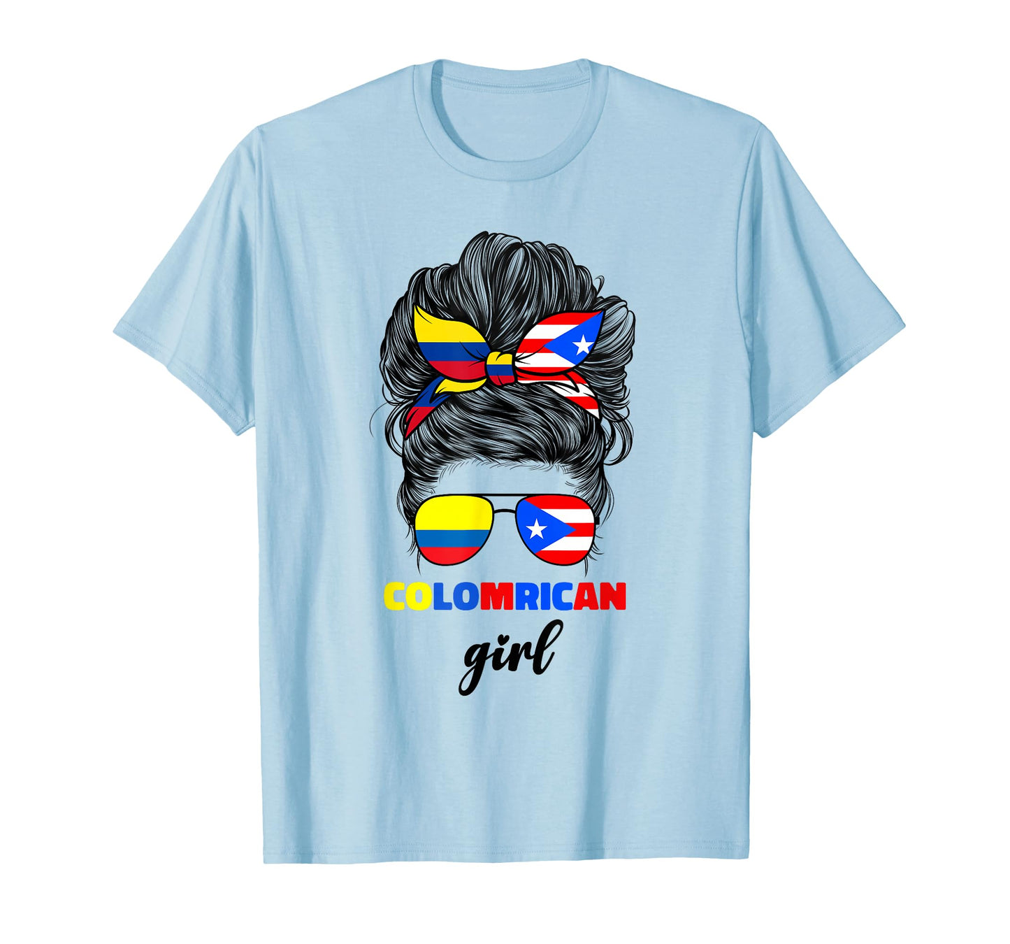 Colombian And Puerto Rican Rico Colombia Flag Girl For Women T-Shirt