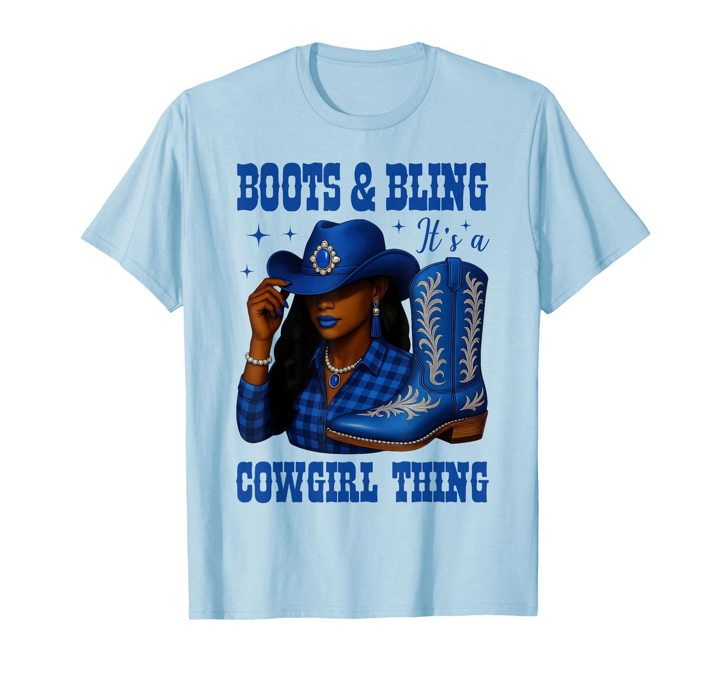 Boots & Bling It's A Cowgirl Thing Western Black Woman Girl T-Shirt
