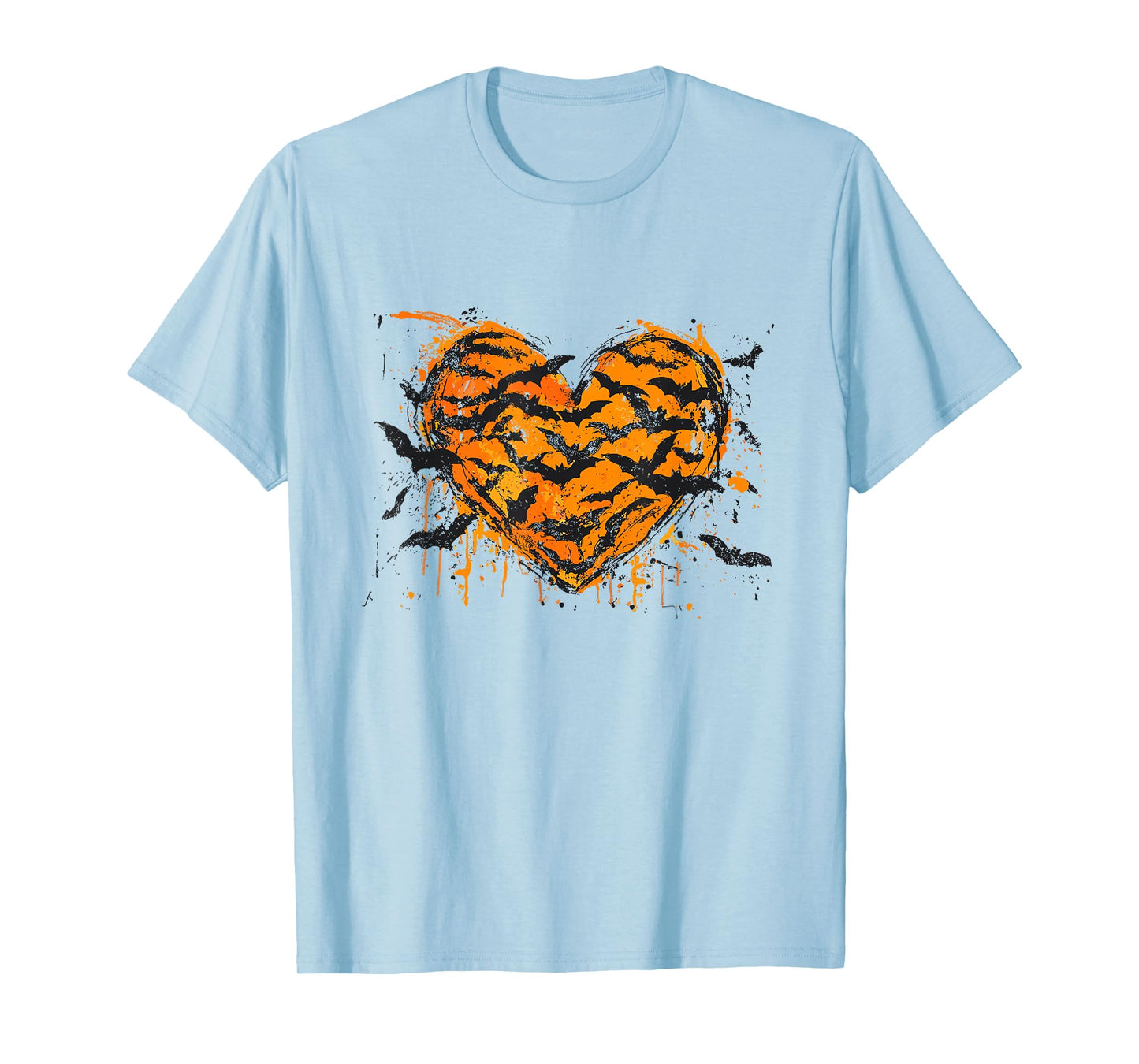 Flying Bats Halloween Bats Brushstroke Heart Moon Bat Lover T-Shirt