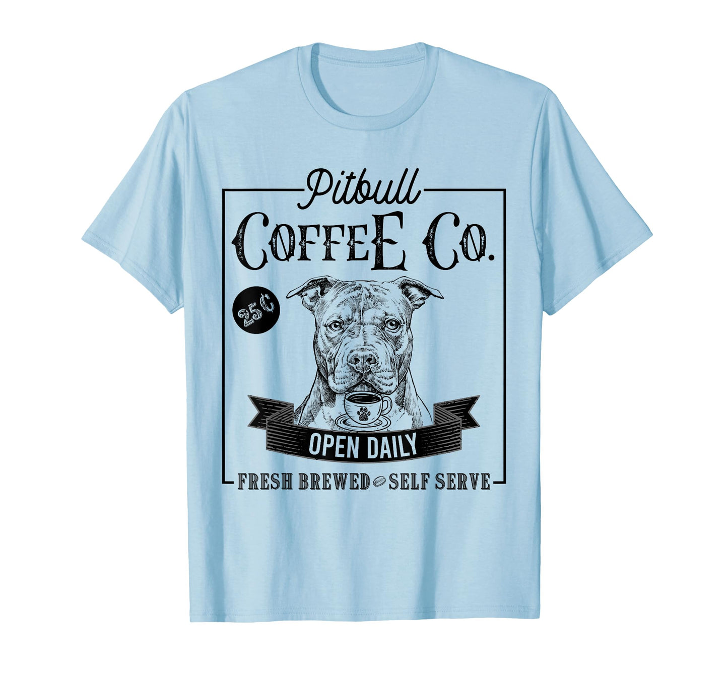 Retro Pit Bull Coffee Funny Dog Pittie Mom Coffee Lover T-Shirt
