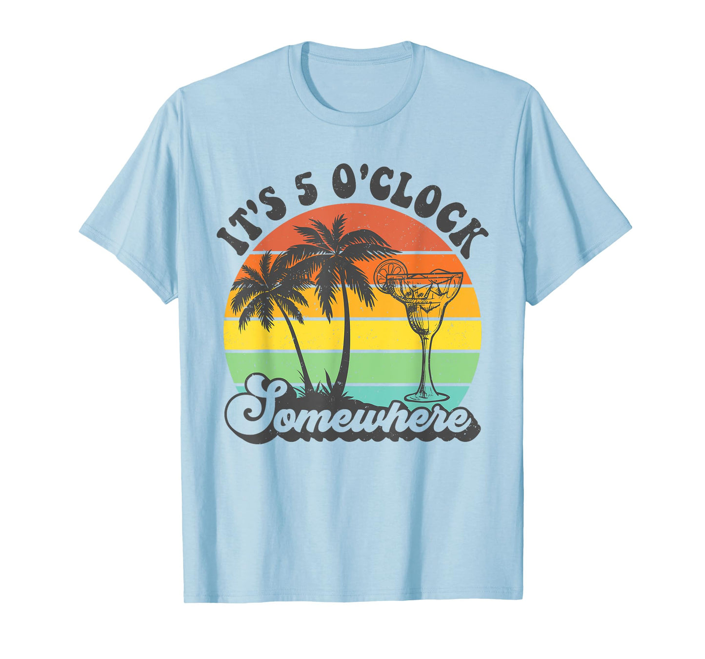 It's 5 O'clock Somewhere Coconut Tree Funny Summer Beach T-Shirt for Men Women