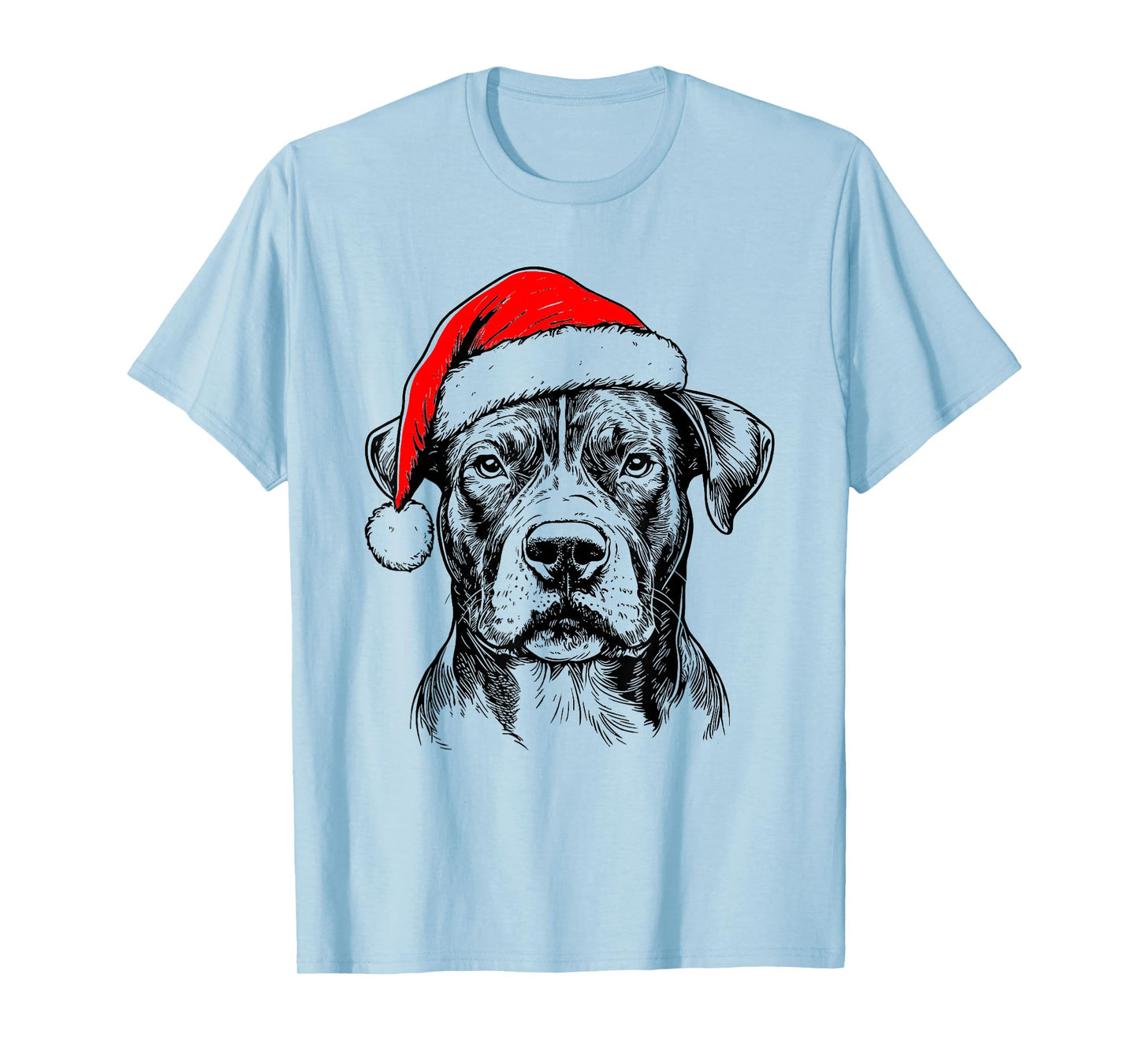Pitbull with Santa Hat Christmas Dog Lover T-Shirt