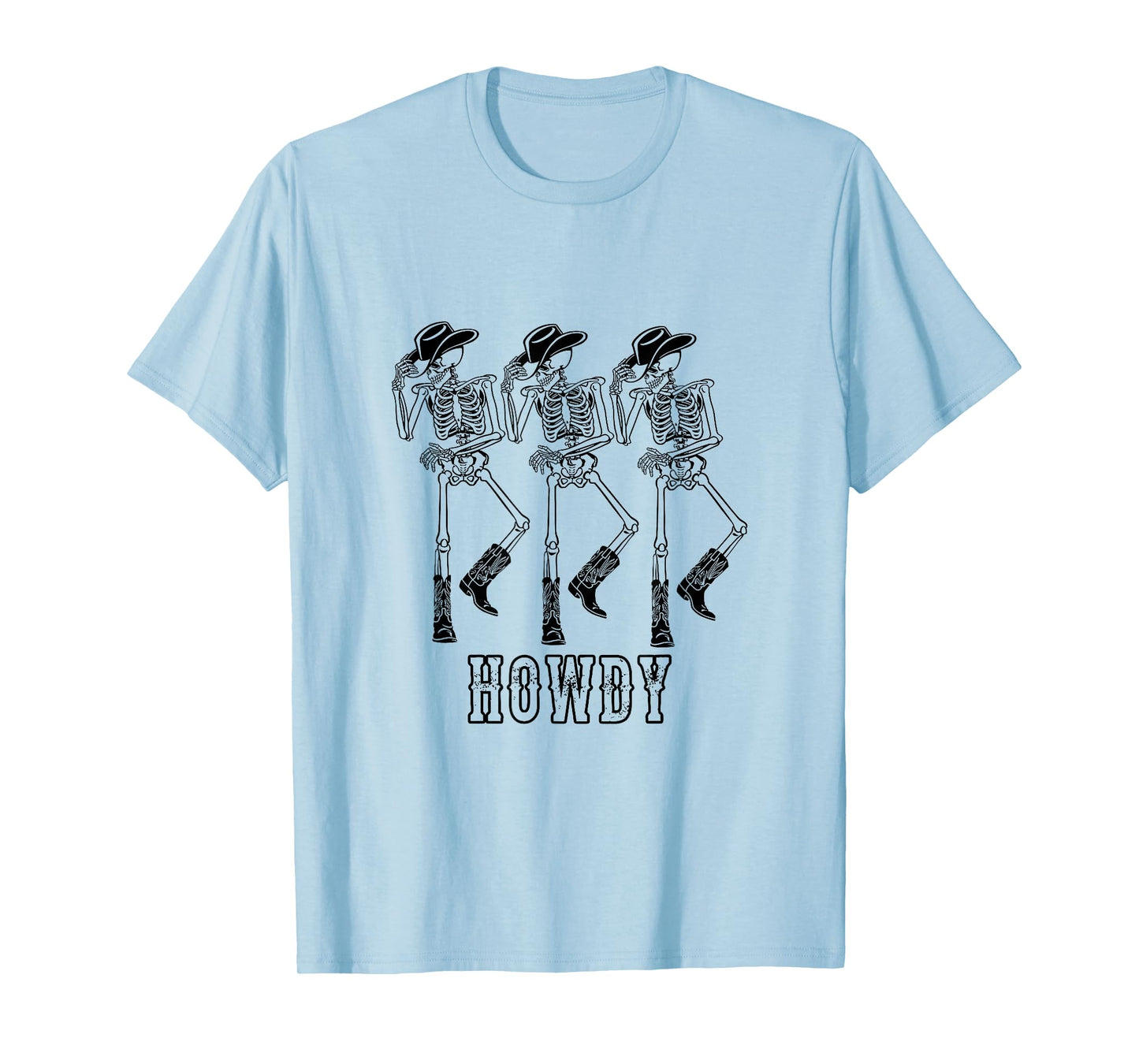 Retro Howdy Skeleton Cowgirl Dancing Cowboy Boots Horse T-Shirt