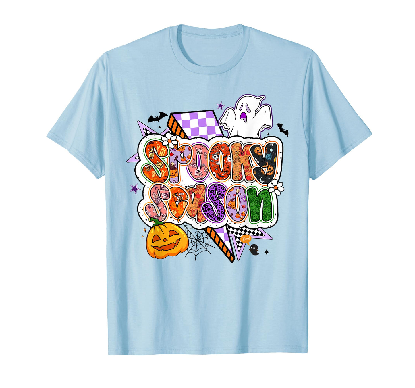 Spooky Season Vibes Halloween Ghost Pumpkin Men Women Girls T-Shirt