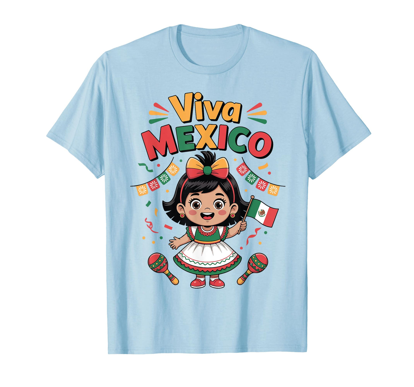 Viva Mexico Shirt Toddler Girl Mexican Flag Independence Day T-Shirt