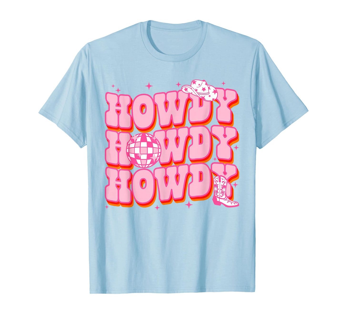 Howdy Southern Western Girl Country Rodeo Pink Cowgirl Disco T-Shirt