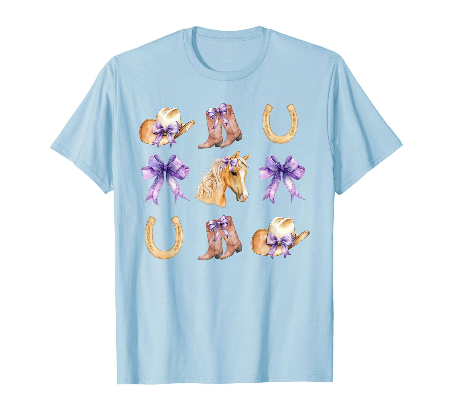Western Girl Country Rodeo Purple Cowgirl Horse Coquette Bow T-Shirt