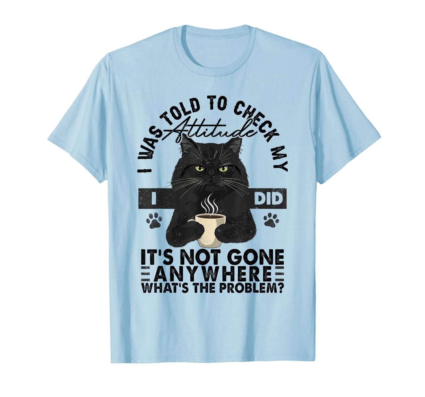 Grumpy Black Cat I Was Told To Check My Attitude Funny Cat T-Shirt