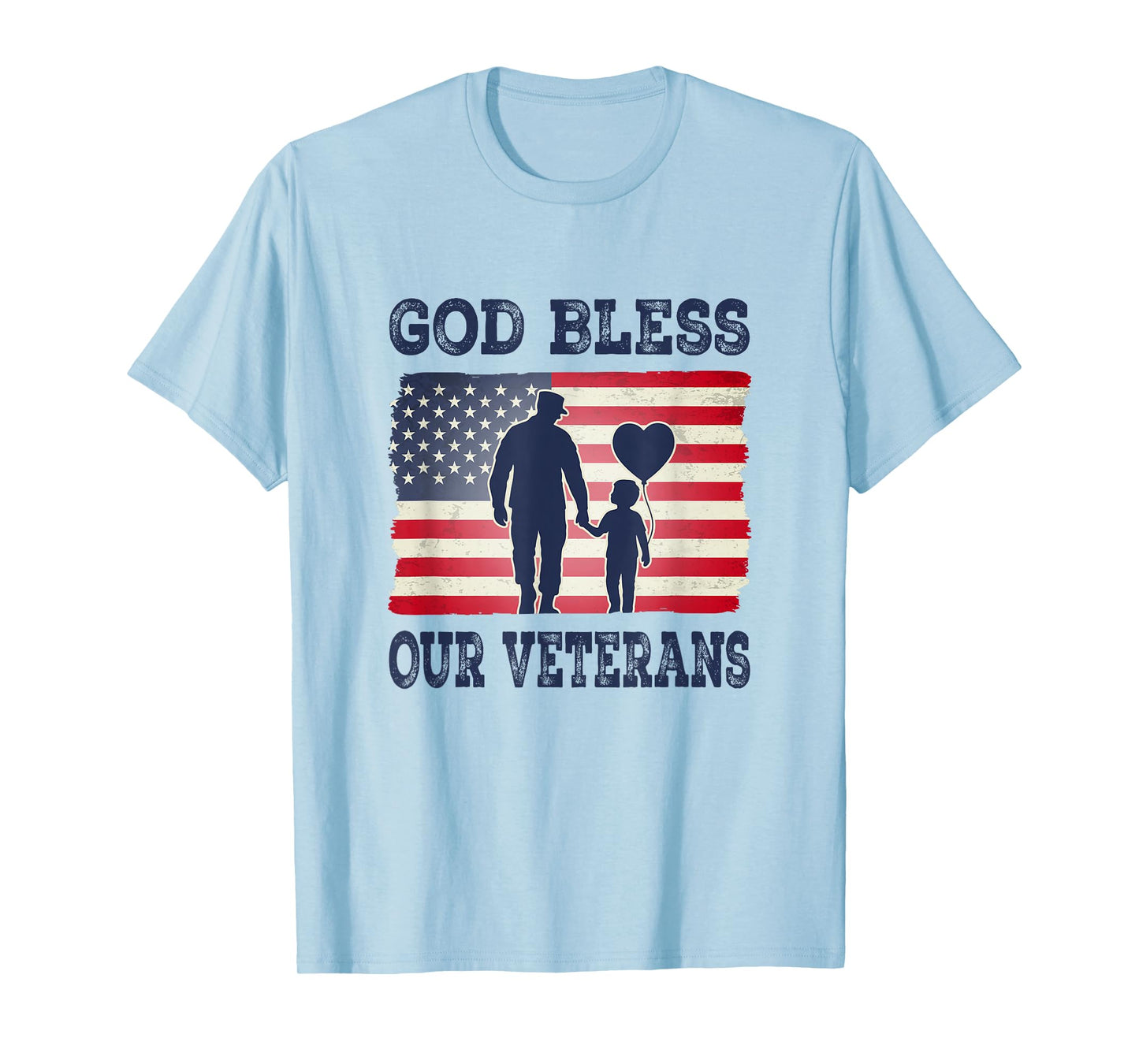 God Bless Our Veterans Soldier Dad Heart Balloon T-Shirt