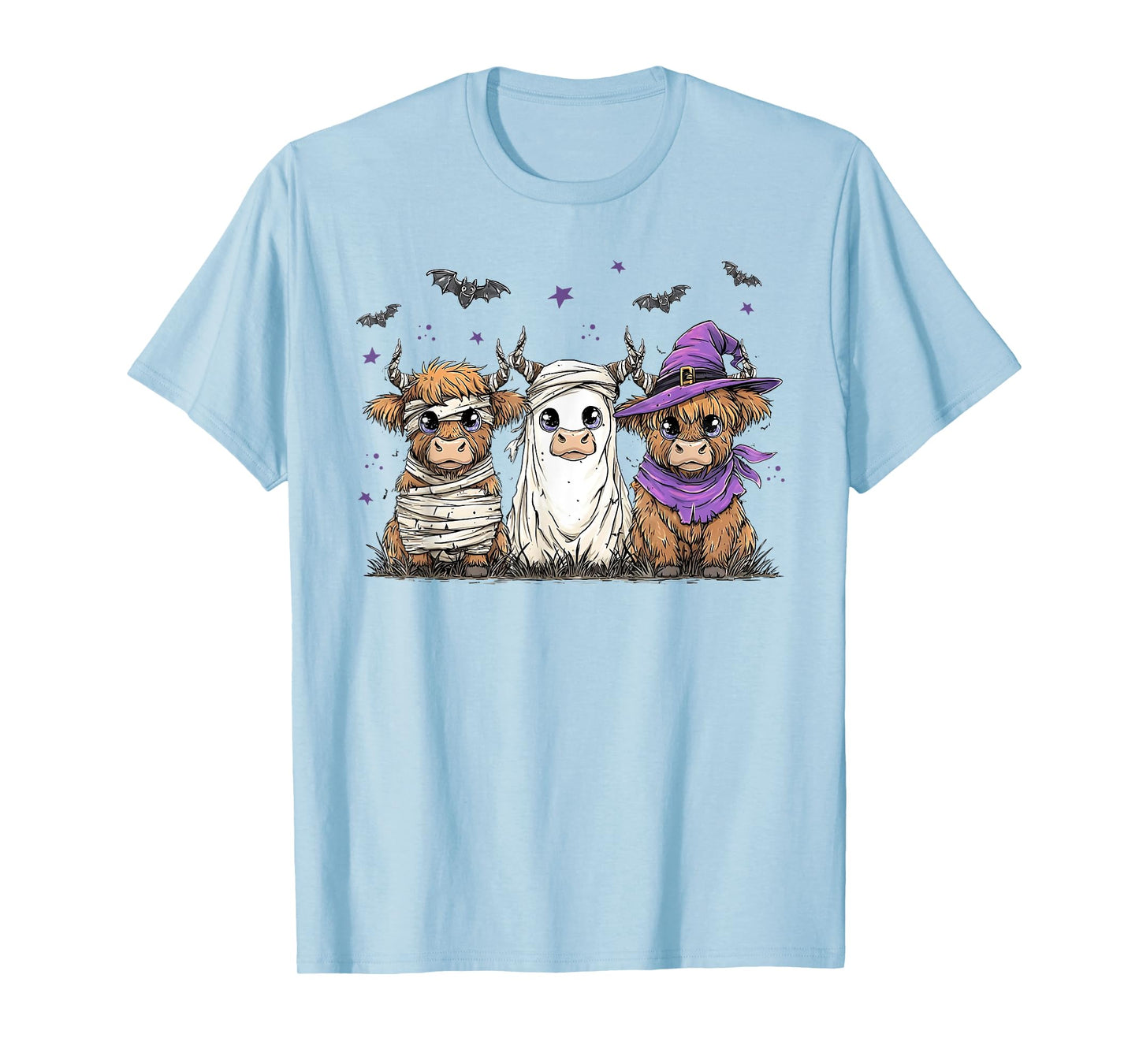 Halloween Highland Cow Witchy Cow Spooky Pumpkin Cow Ghost T-Shirt