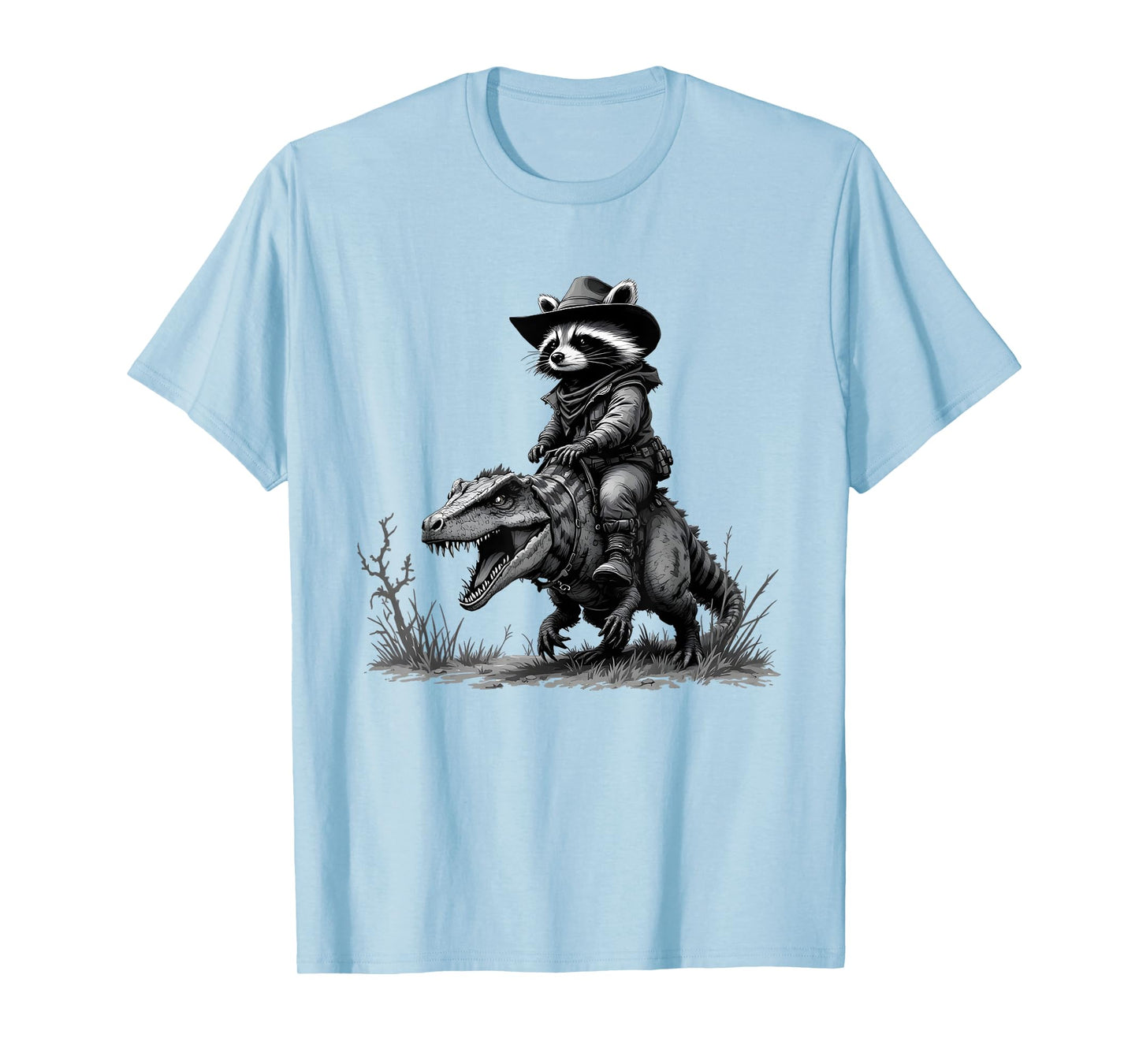 Raccoon Cowboy Cowgirl Panda Trash Western Vintage Dinosaur T-Shirt