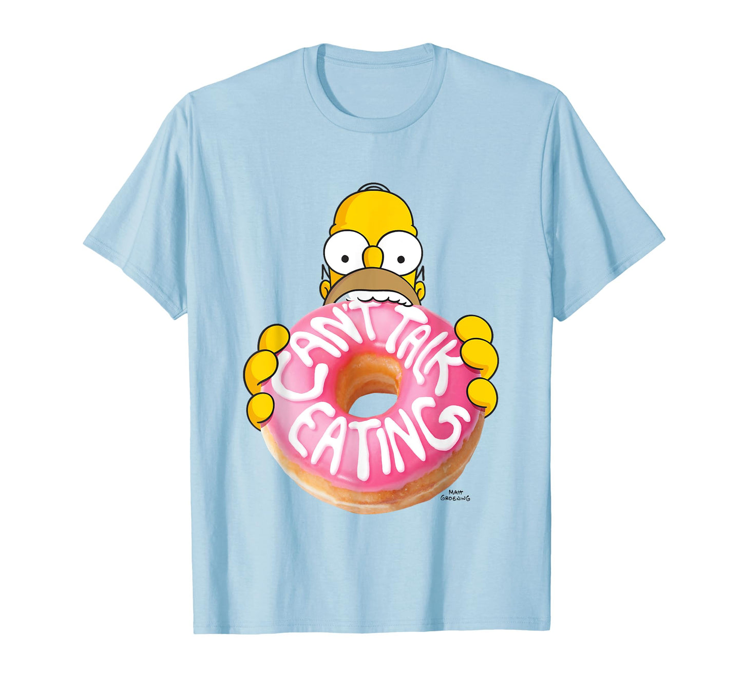 The Simpsons Homer Can't Talk Eating Big Donut Chest Logo T-Shirt