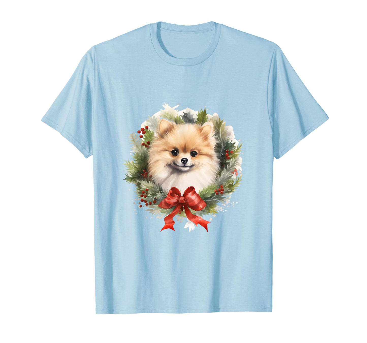 Pomeranian Christmas Wreath Decoration Xmas Pajamas T-Shirt