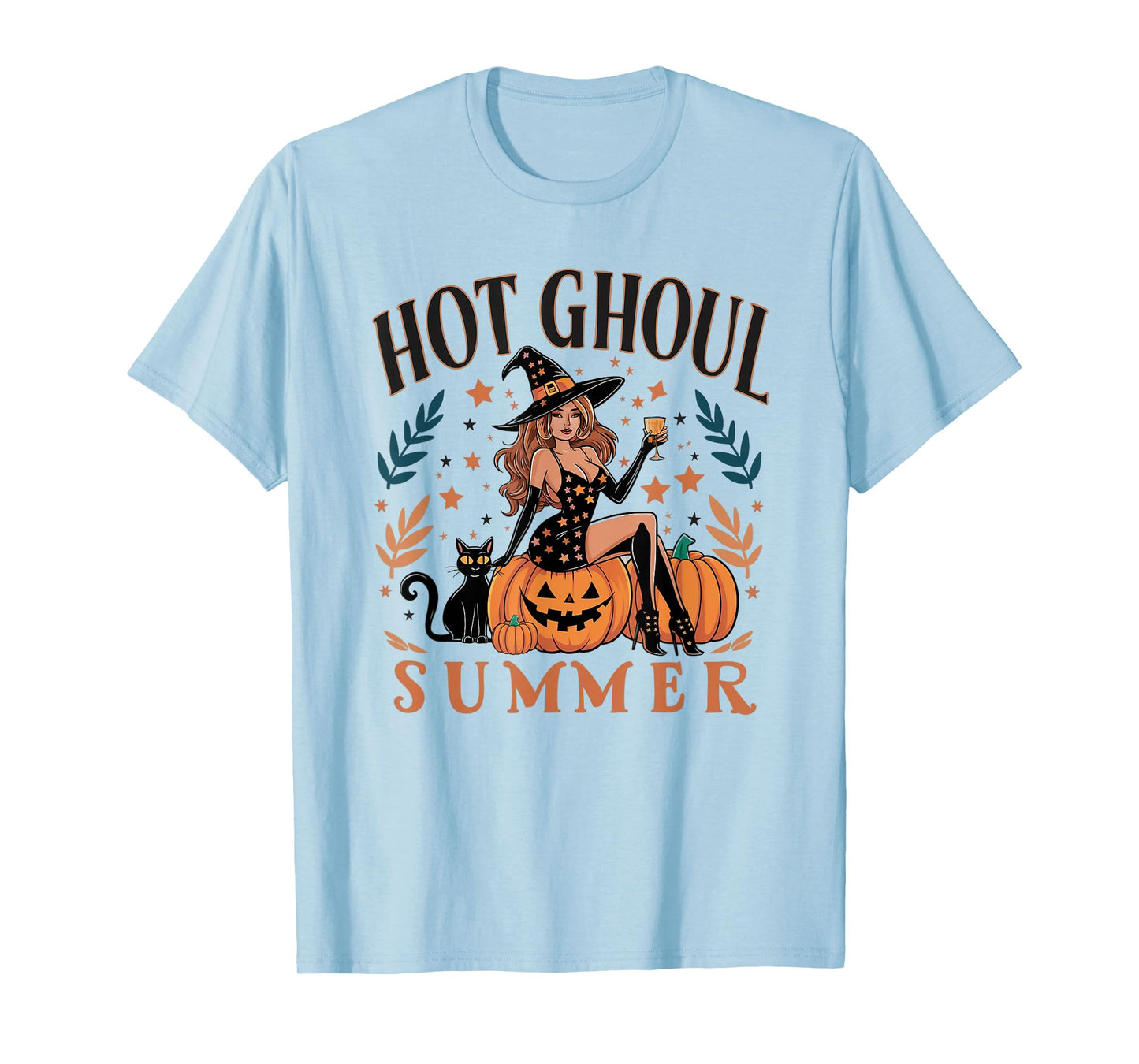 Hot Ghoul Summer Funny Witch Gothic Spooky Retro Halloween T-Shirt