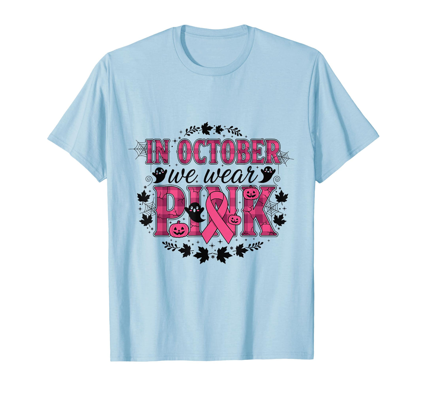 Pink Ghost Ribbon in October Awareness Design T-Shirt