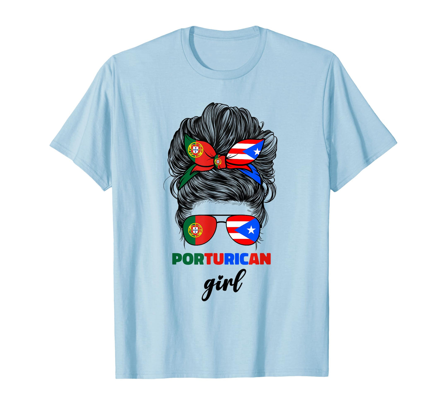 Half Portuguese And Puerto Rican Rico Portugal Flag Girl T-Shirt