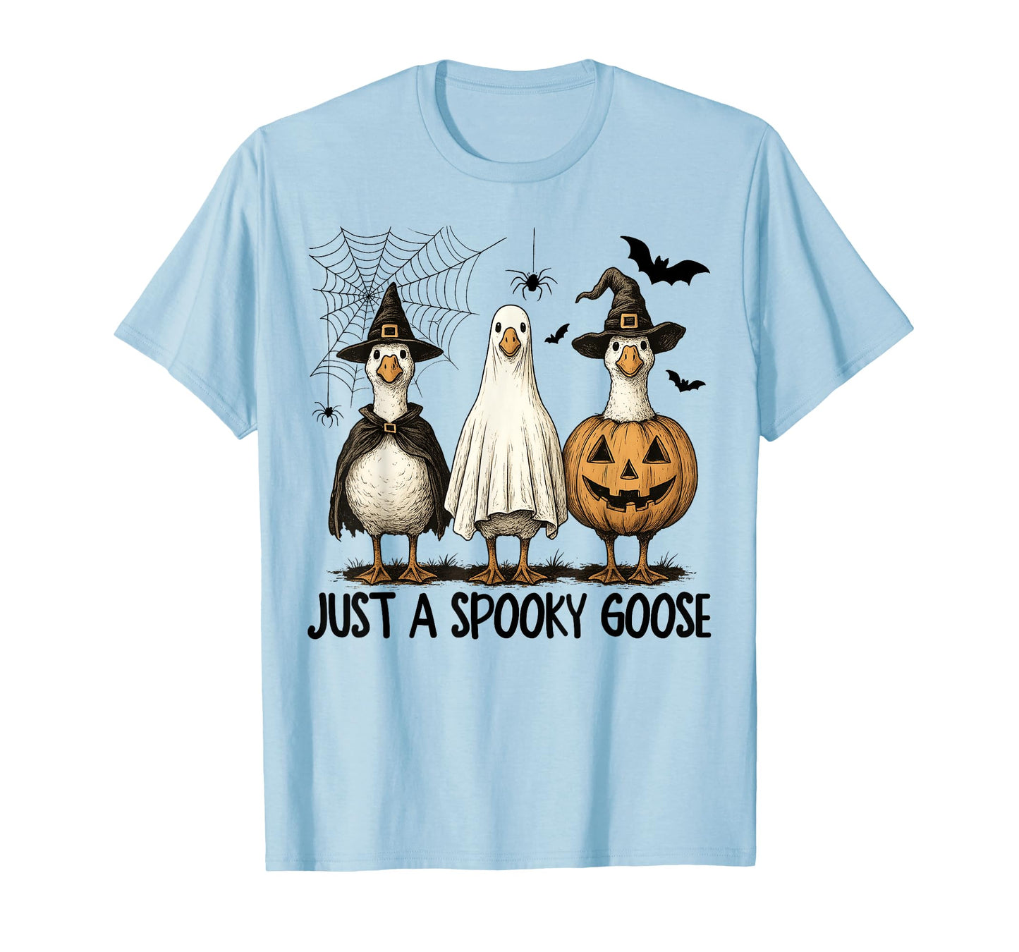 Spooky Goose Halloween Ghost Witch Pumpkin Costume Party T-Shirt