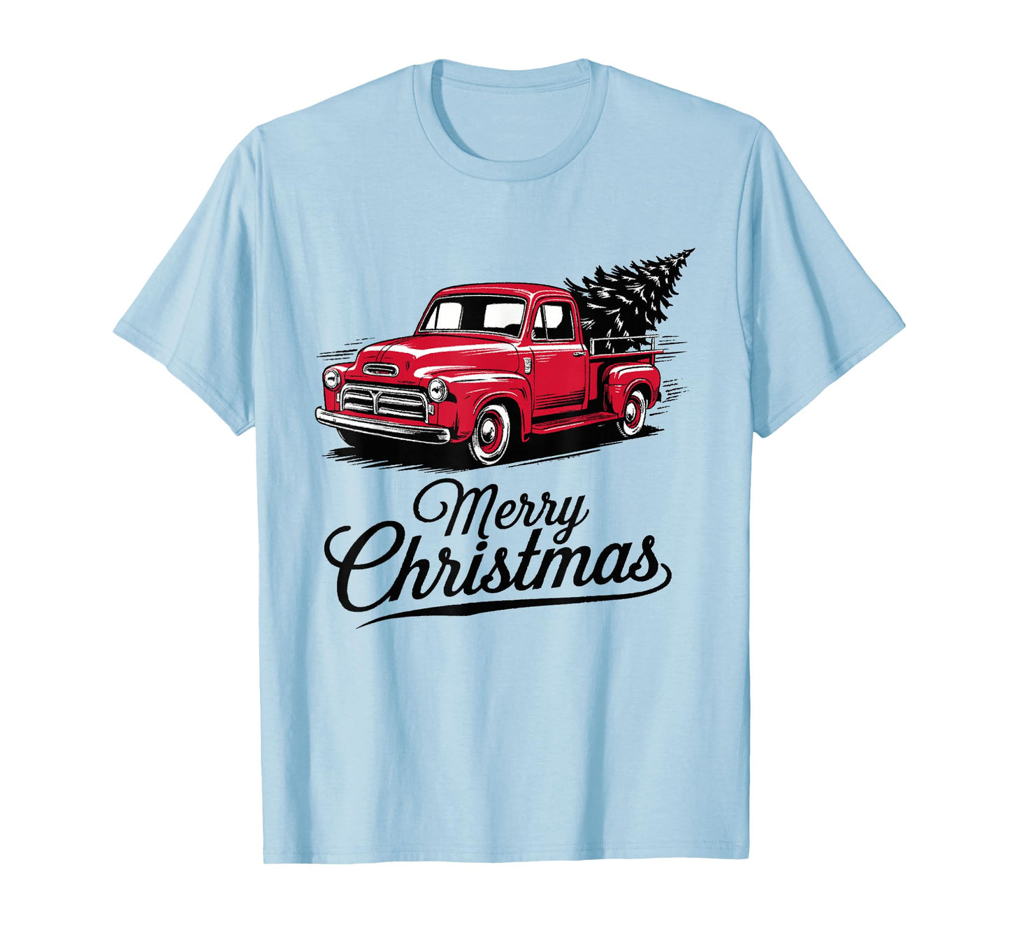 Red Pickup Truck Christmas Tree Vintage Christmas Men Women T-Shirt
