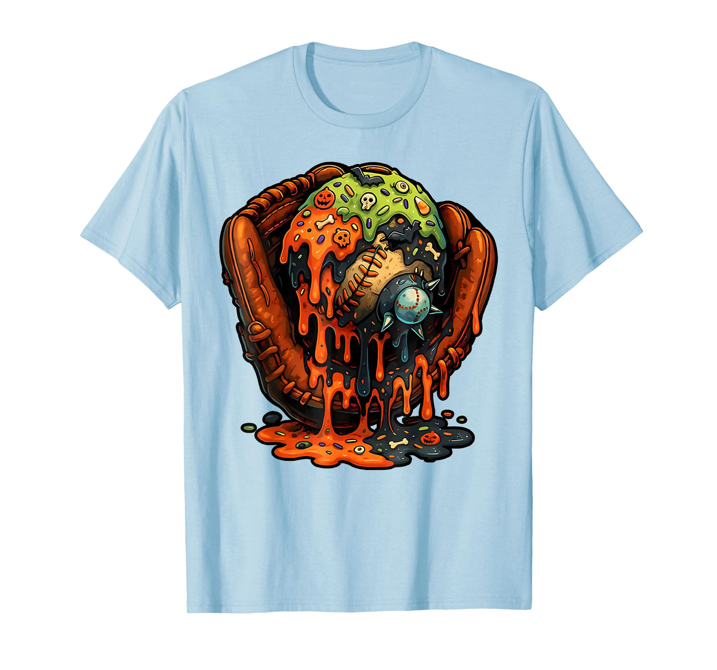 Baseball Glove Halloween Ice Cream Drip Men Boys Kids T-Shirt